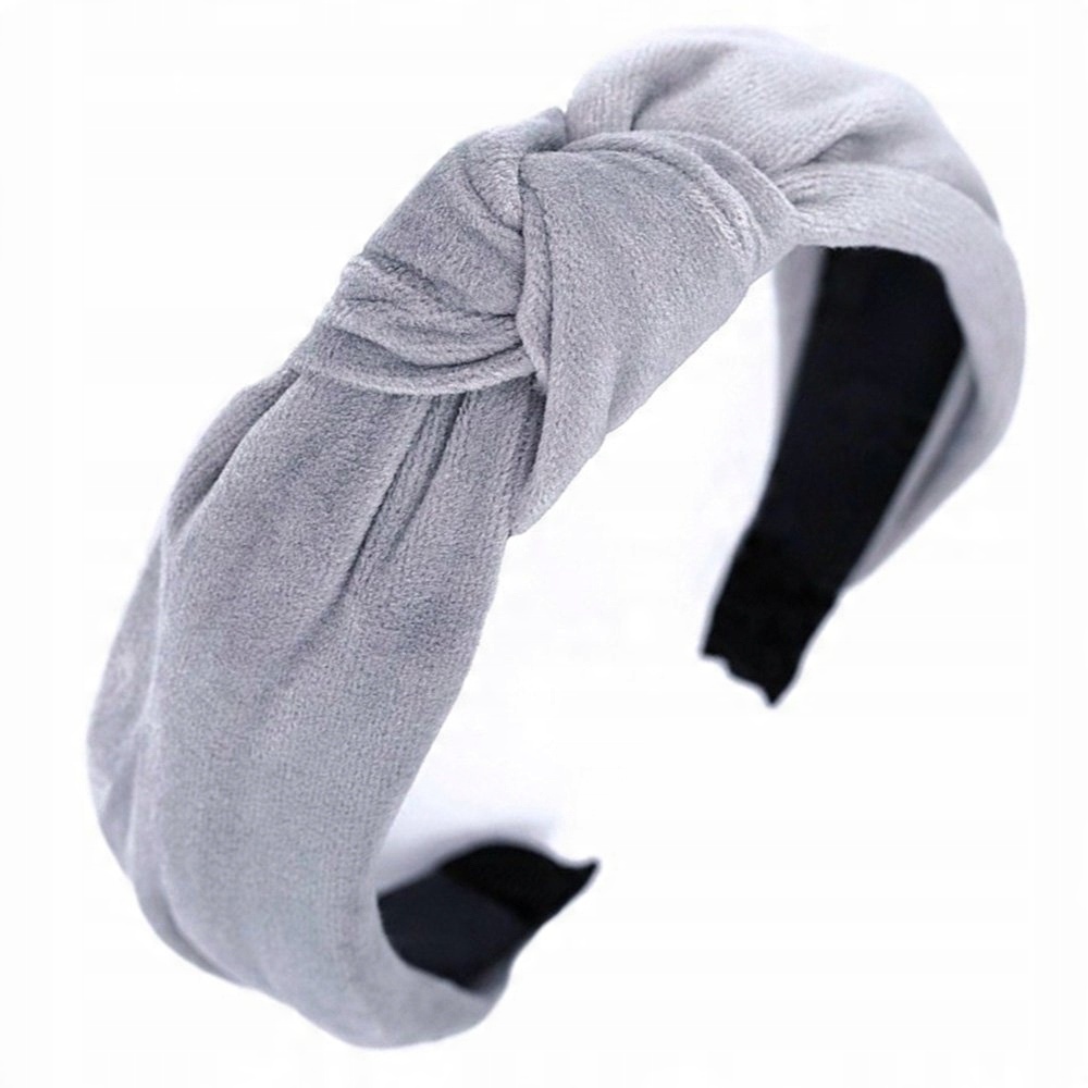 

Opaska Do Włosów turban Węzeł szara Welurowa