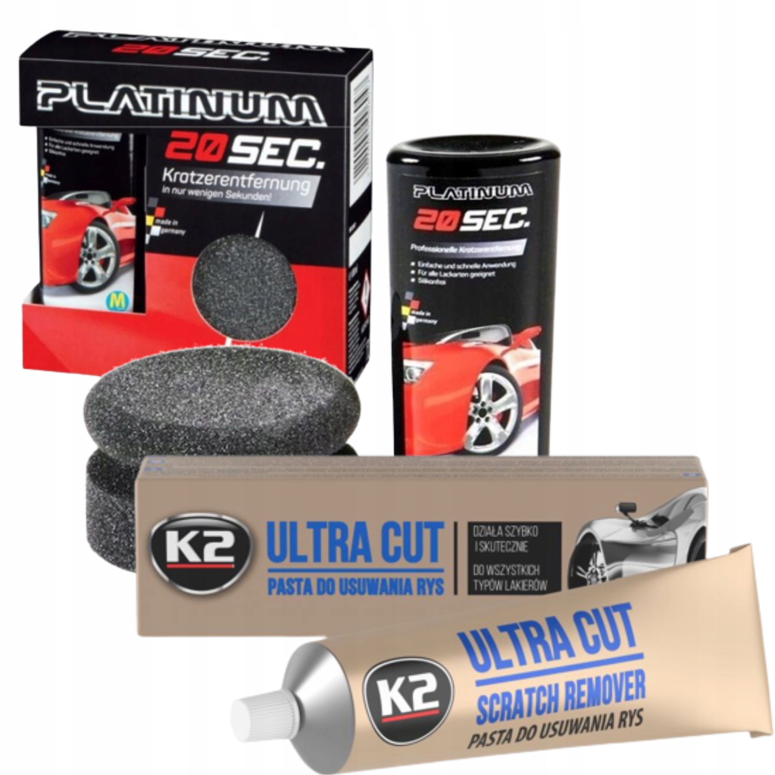 ZESTAW DO USUWANIA RYS PLATINUM + K2 PASTA POLERSKA NA RYSY ULTRA CUT 100G