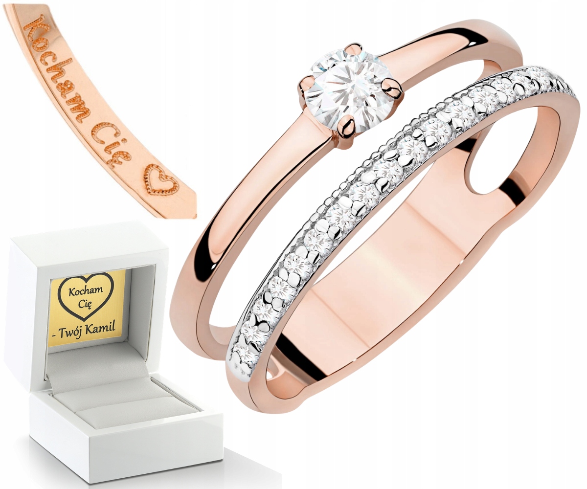 Růžové Zlato Prstýnek S Diamanty Zlato 585 Dárek Gravírování