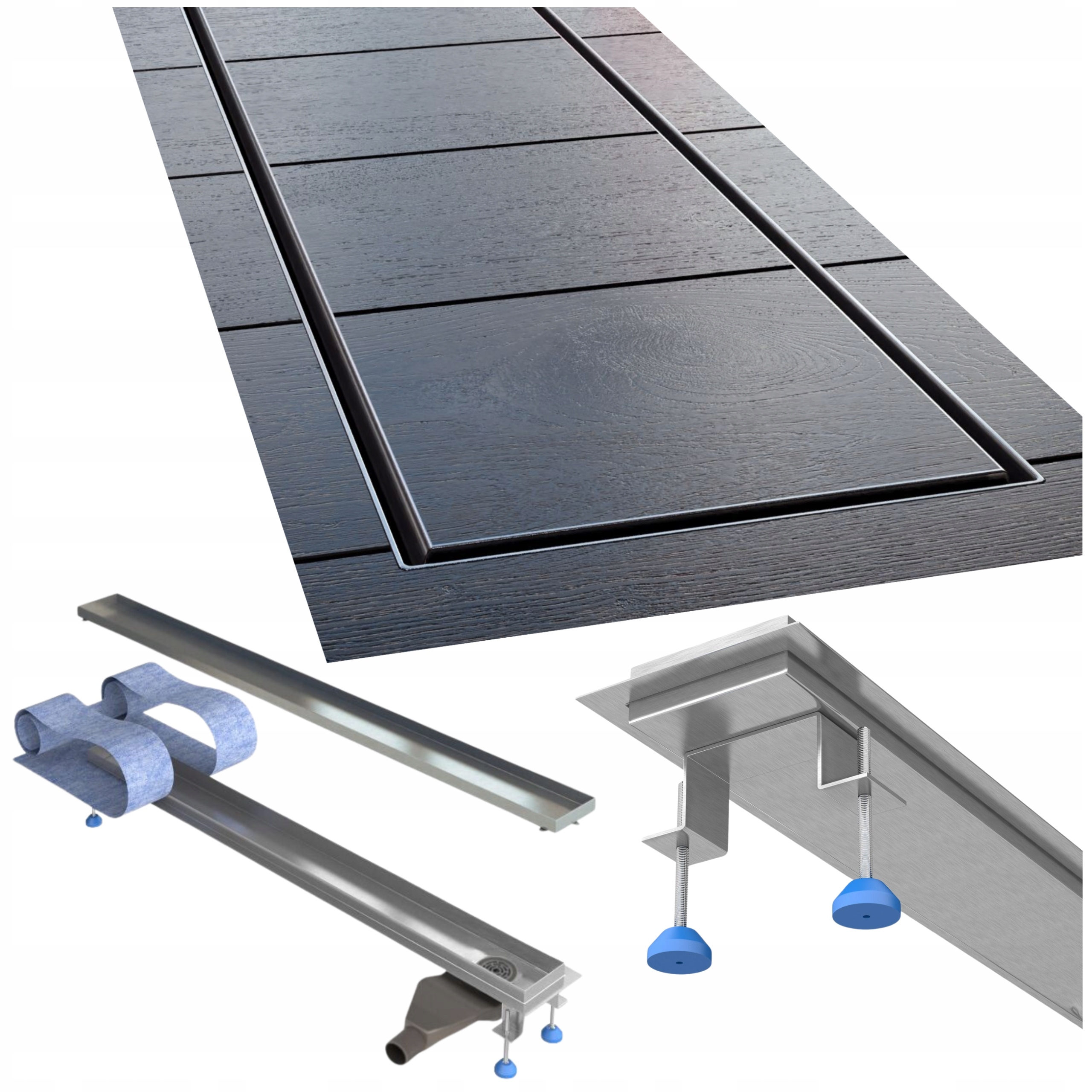 Lineárny odtok 90 cm nízky bočný pod dlažbu kompletná sada Waterway