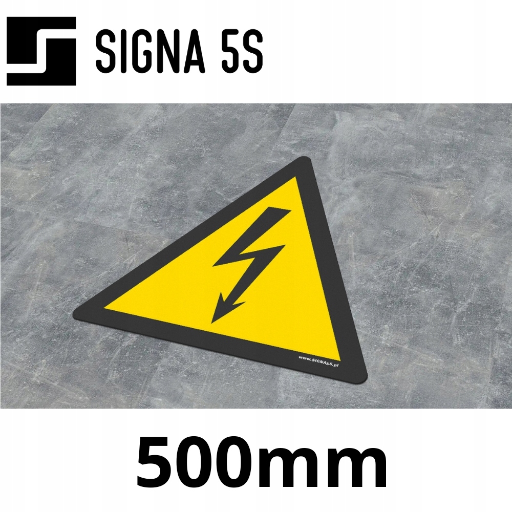 Podlahová značka SafeWalk „Riziko úrazu elektrickým proudem“ 50 cm R10