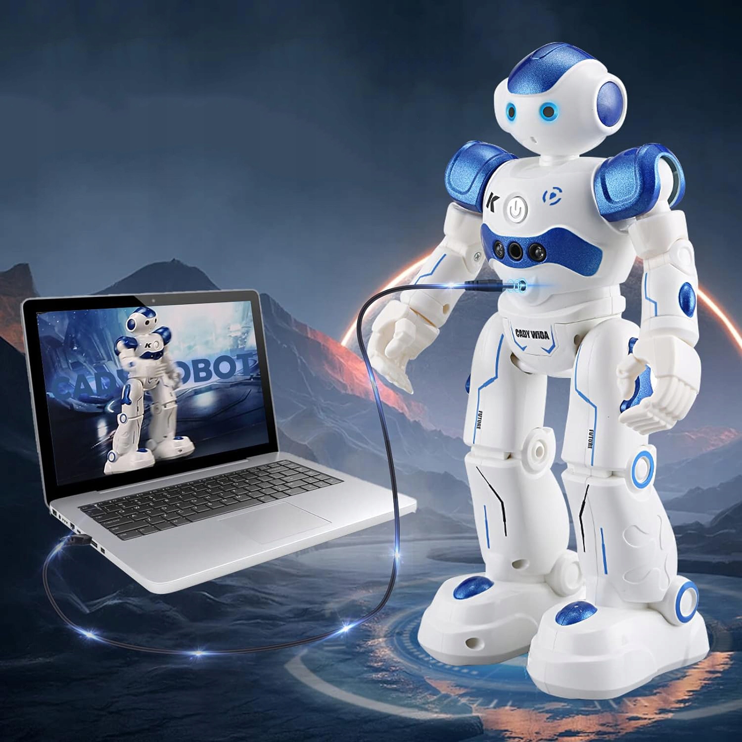 STERUJĄCY GESTAMI RC PROGRAMOWALNY ZDALNIE STEROWANY ROBOT ZABAWKA Z USB Głębokość produktu 26.5 cm