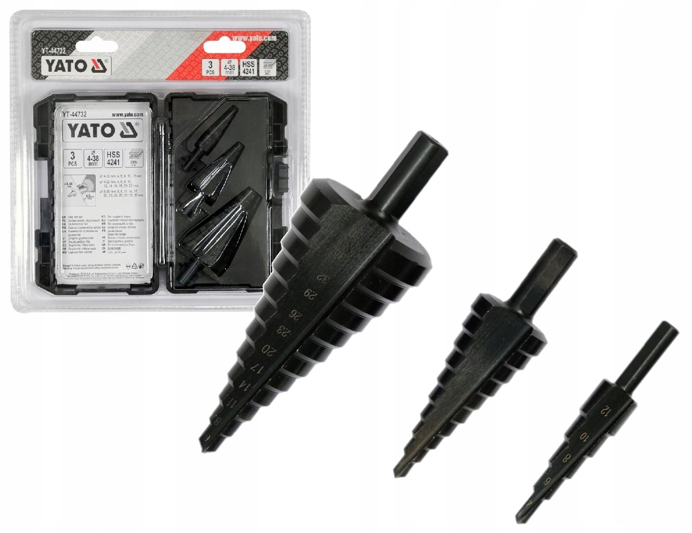 Vrták Stupňovité Vrtáky Kuželové Hss 4-38 mm sada 3ks Yato YT-44732