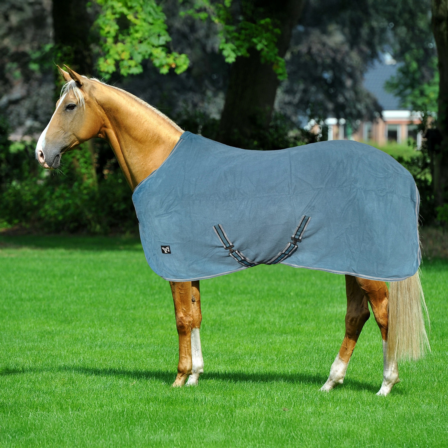 Deka pro koně York Billie, fleecová s pruhy, modrá, vel. 125 cm
