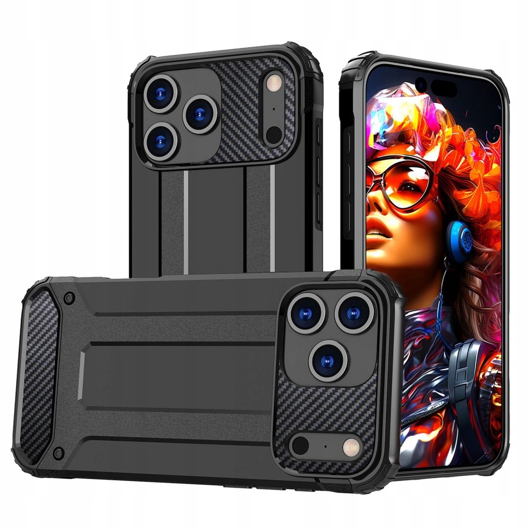 Etui pancerne na iPhone 17 Pro Hybrid Armor czarne Hurtel