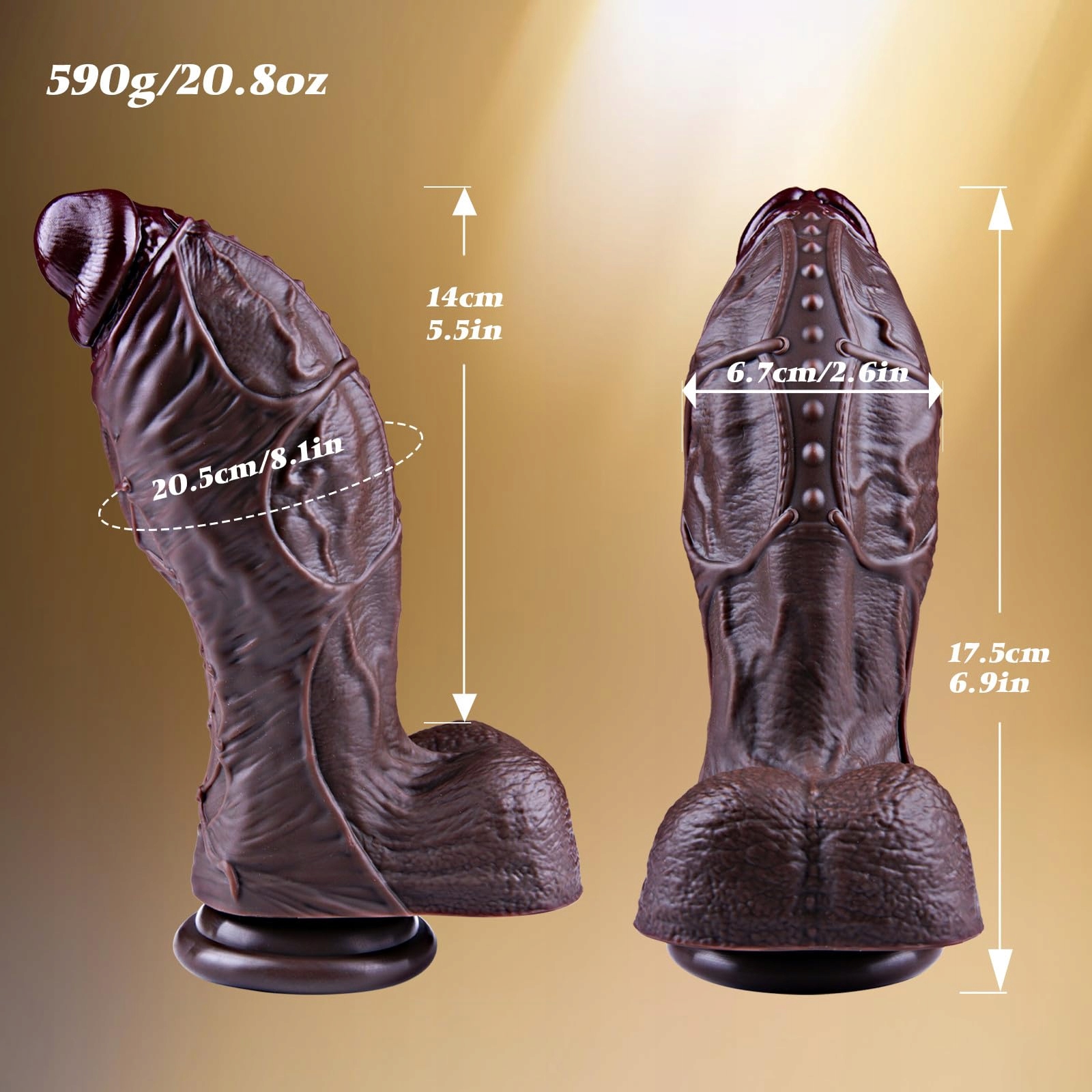 SCHWARZER Silikonowy Dildo 6.7cm 17.5cm Realistyczny Analny Z Przyssawką — miniatura 8