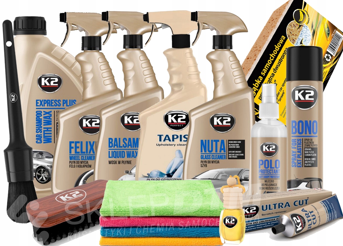 K2 zestaw kosmetyków samochodowych 13 sztuk