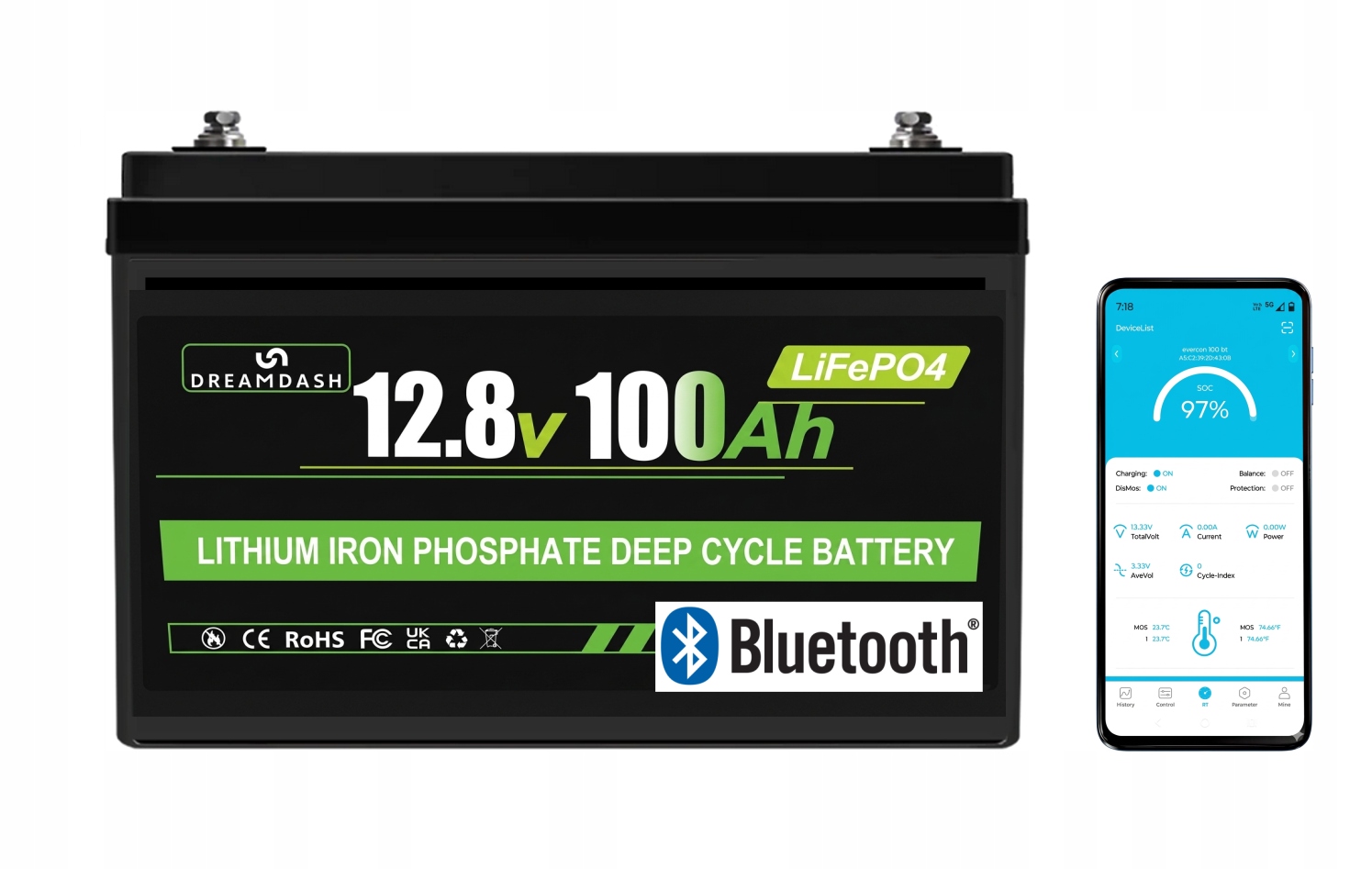 LiFePO4 batéria Green Boss Dream s Bluetooth 12V 100Ah
