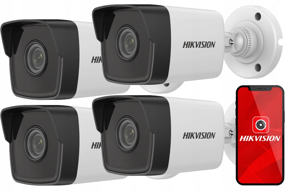 Ip PoE kamera 4MPX Široký uhol 2.8 mm Hikvision Vonkajšia 4ks
