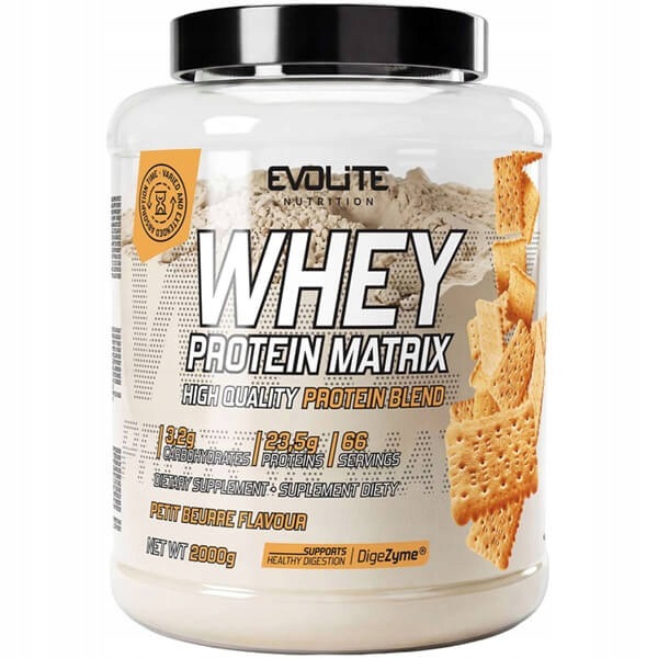 Evolite Whey Protein Matrix – bílkoviny 4 frakce enzymy 2000 g sušenky