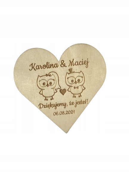 

drewniany magnes,podziękowanie dla gości weselnych