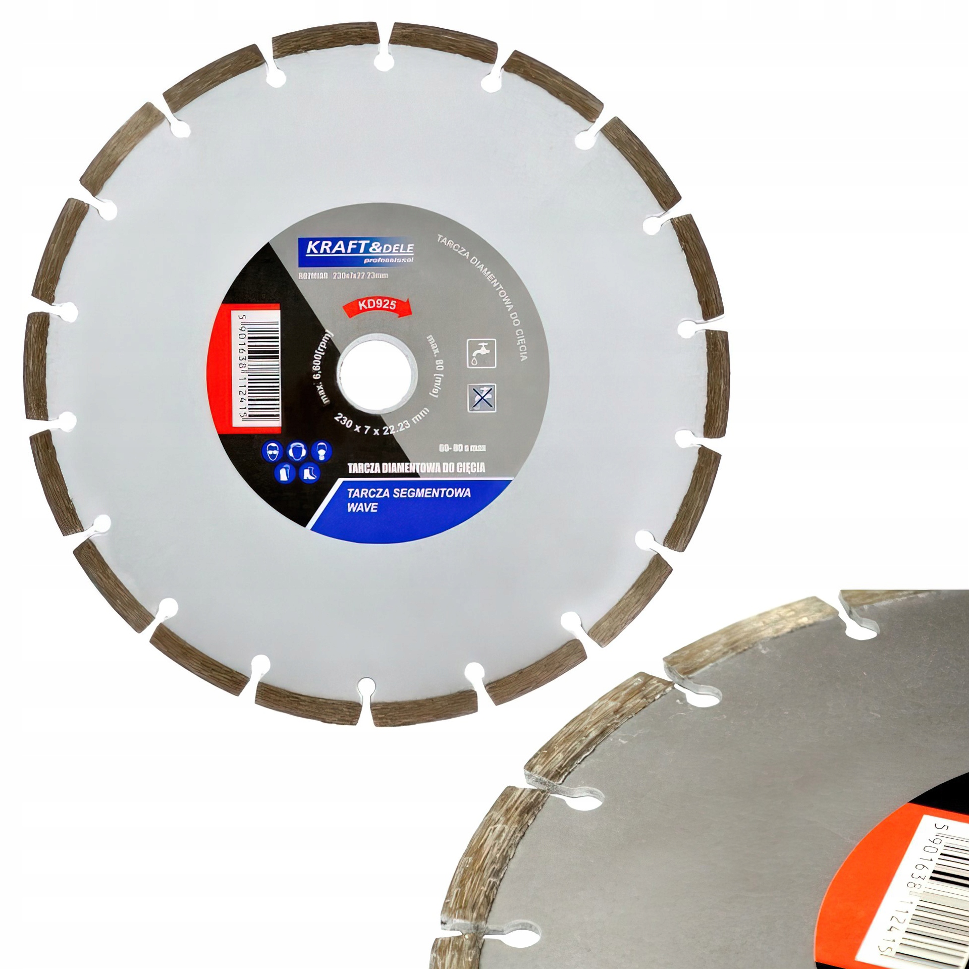 Tarcza Diamentowa Segmentowa do Ciecia 230x7x22,23 6600 Rpm Kraft&Dele