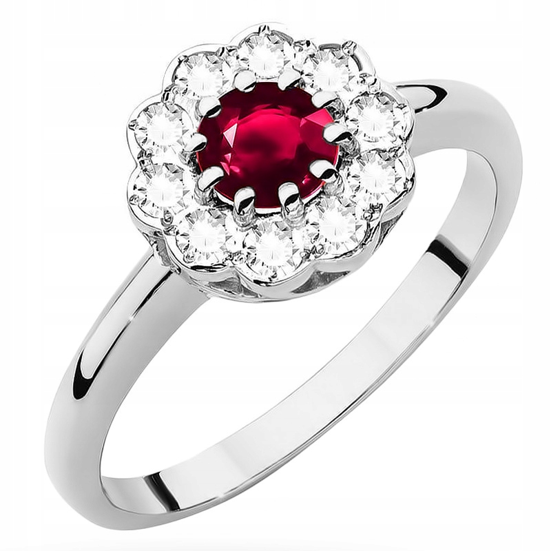 Zlatý Prstýnek 585 Rubín 0,60 ct a Brilianty 14k