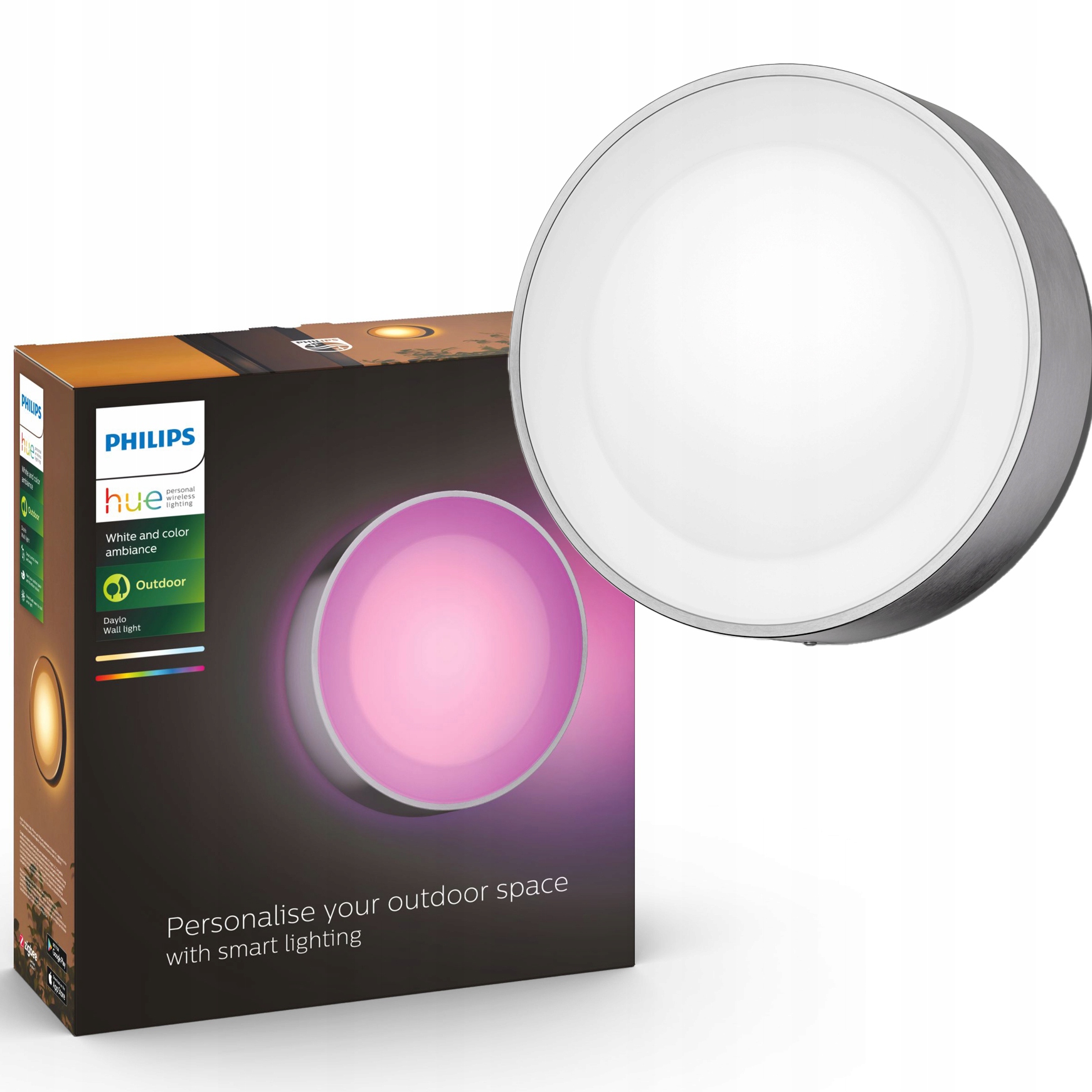 Led záhradné nástenné svietidlo Vonkajšia lampa Philips Hue Daylo IP44 Rgb Smart
