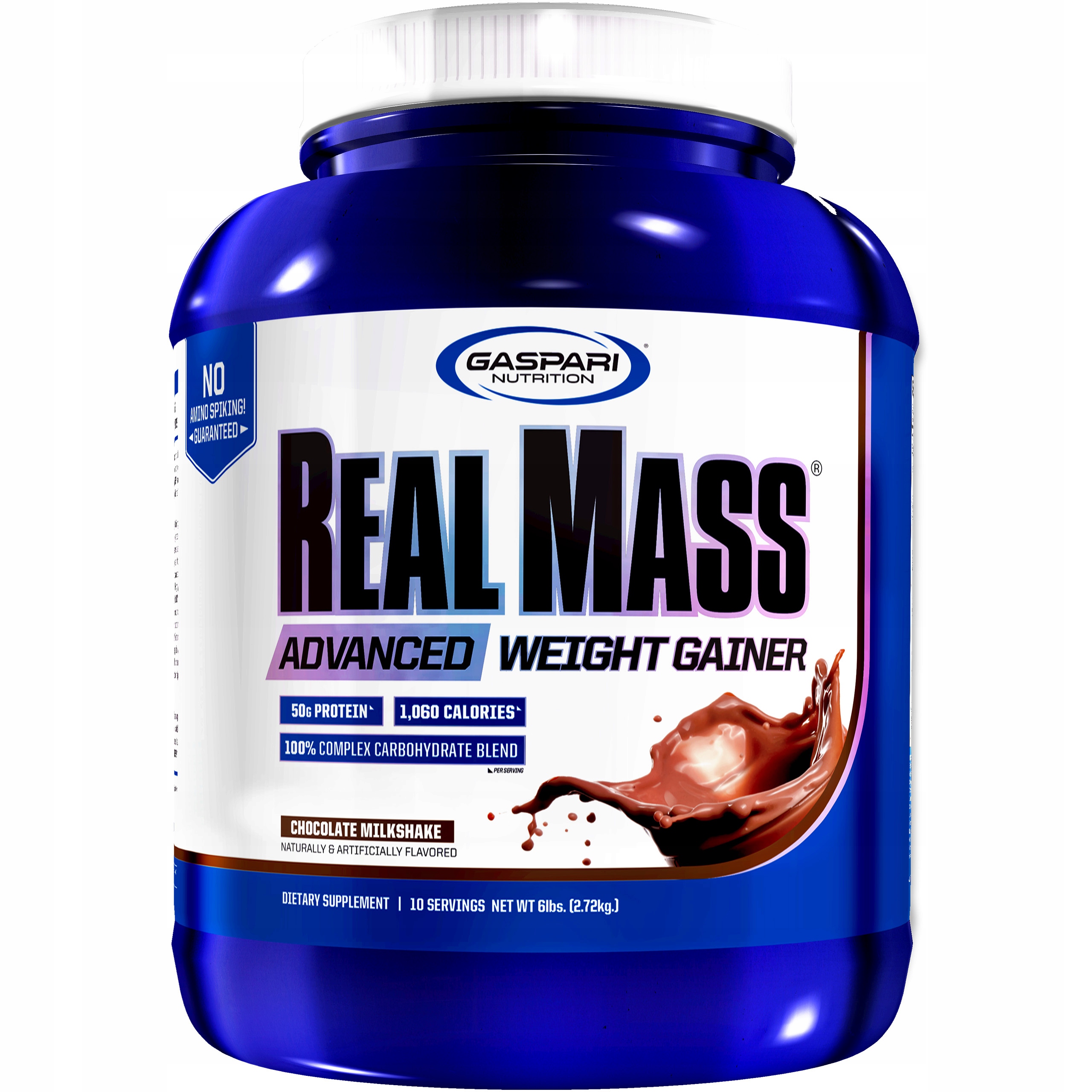 Gainer Real Mass Sacharidy Hmotnost whey 2720 g Čokoláda Gaspari