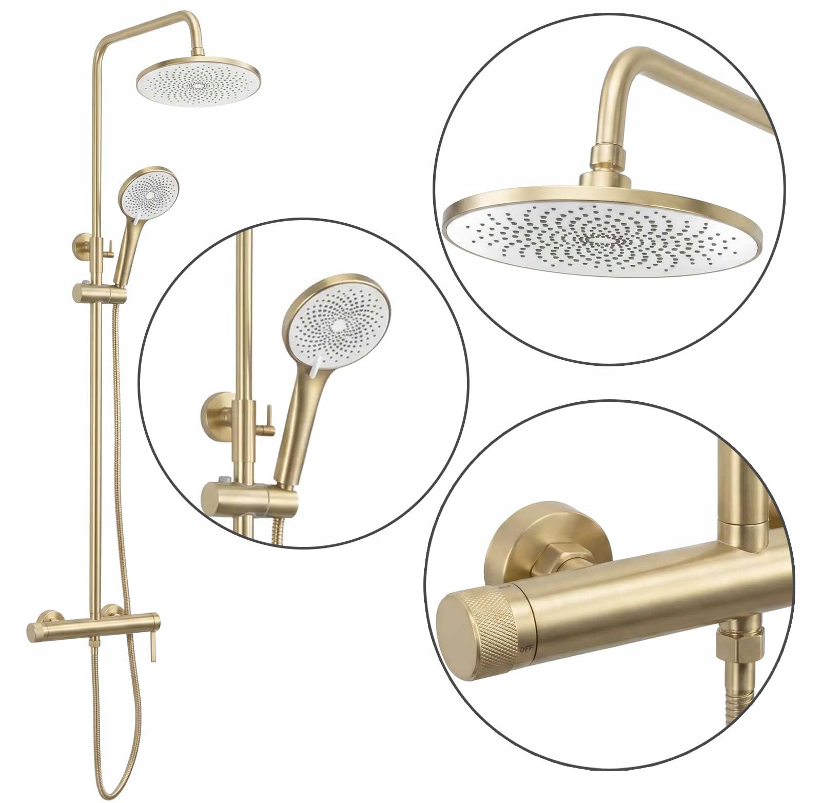 Zlatá kartáčovaná stříkací sada Rea Rivo s bidetem a rýhovanými detaily