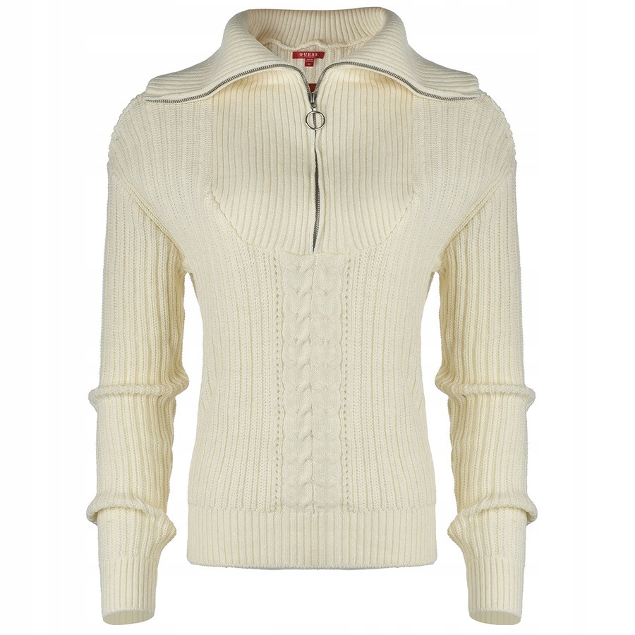 Dámský svetr Guess Q2OR0 2Z2ZL0 Pologolf na zip Akrylový Bílý Xs