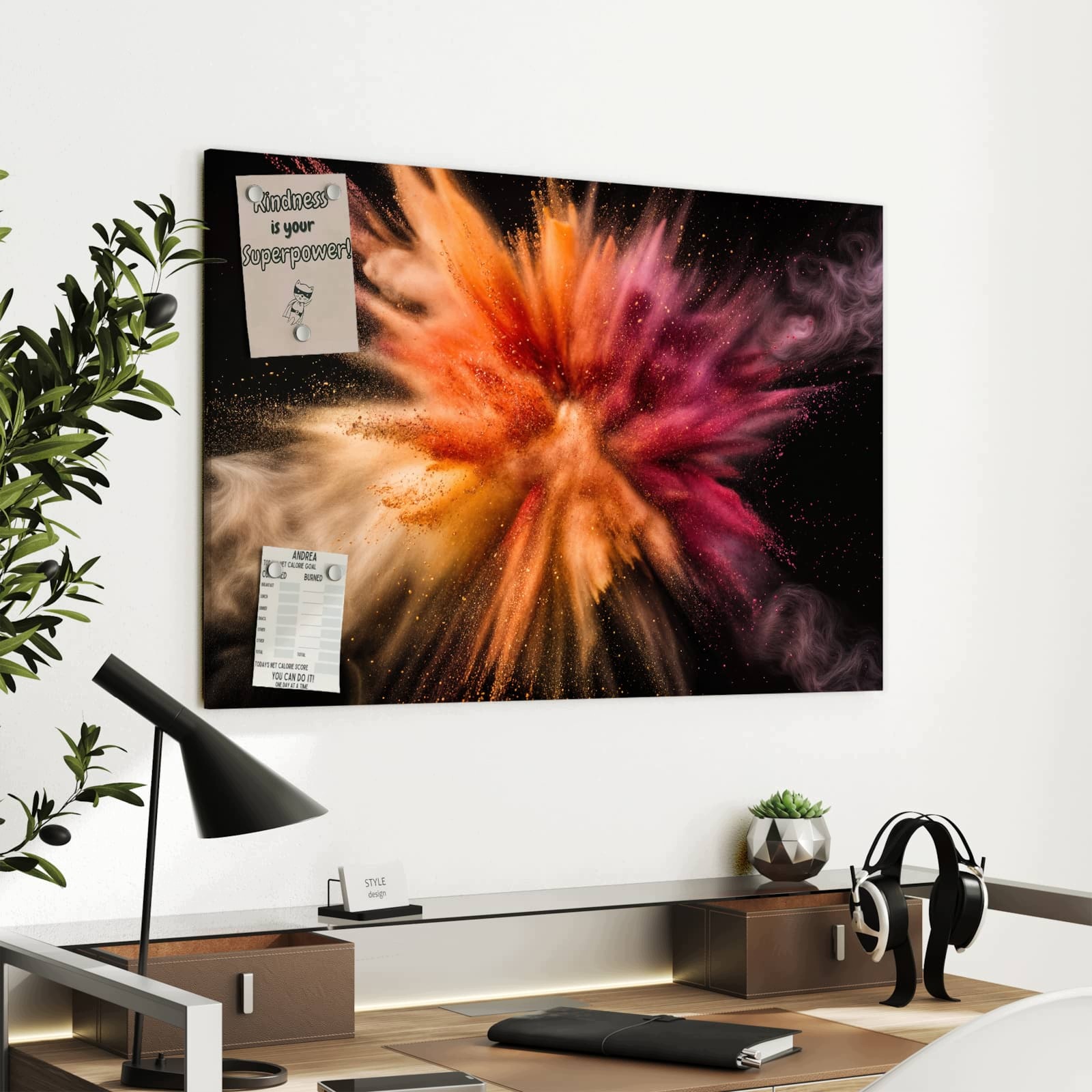 Magnetická tabule Jemné Exploze barev 90 × 60 cm
