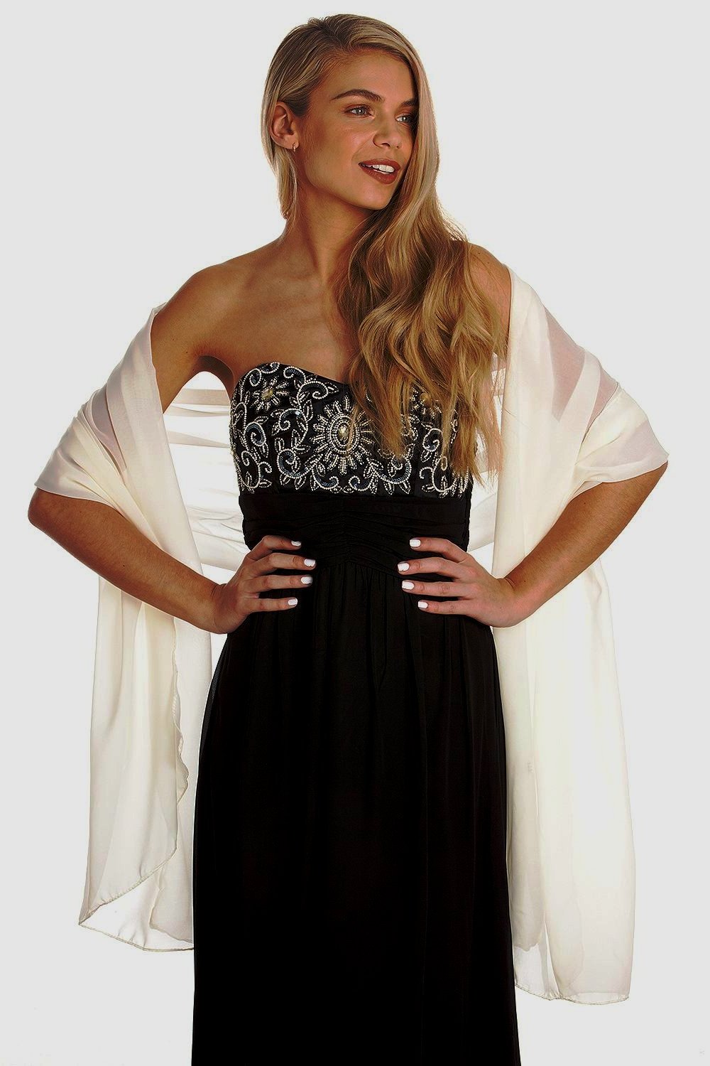 SZAL NA SUKNIE , SUKIENKE- EKRII , KREMOWY-WYPRZEDAŻ -46 x 148 cm Model Milena