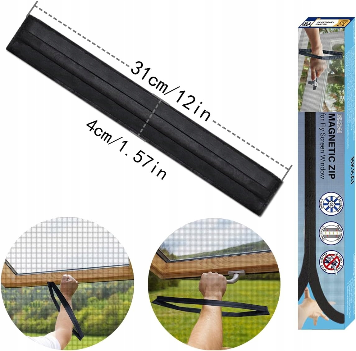 MAGNETYCZNY OTWÓR NA MOSKITIERE OKIENNĄ OKNO DACHOWE ZAMEK BŁYSKAWICZNY Marka inna