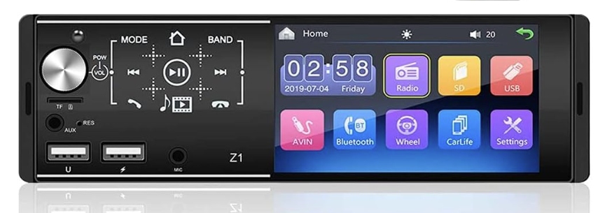 Bluetooth autorádio, 1 Din autorádio s Hd dotykovým displejem