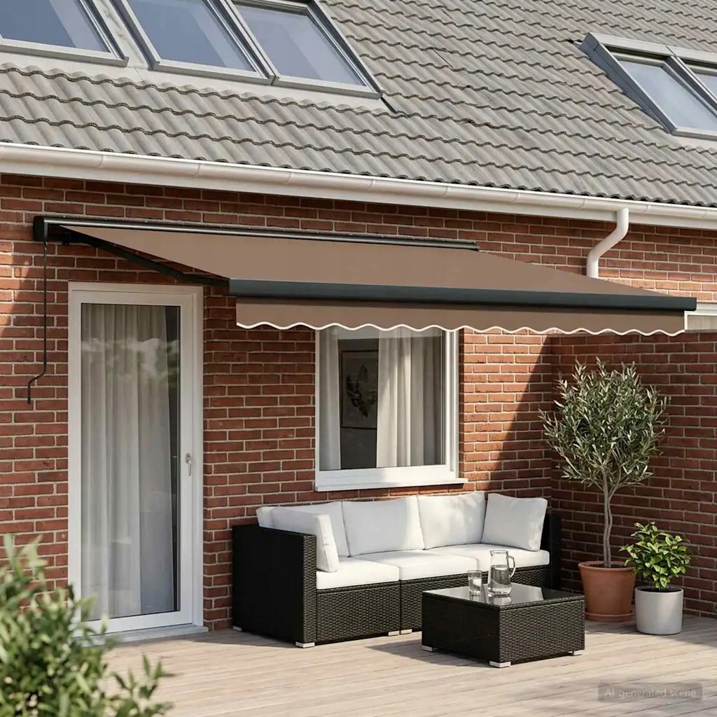 vidaXL Stahovací markýza Taupe 400 × 300 cm Plátno a hliník