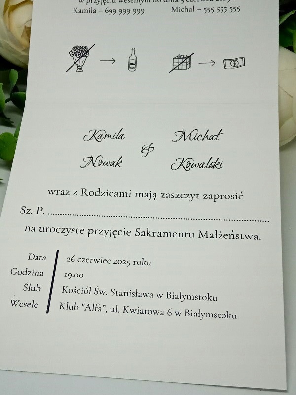 ZS15 *2 B Zaproszenie na ślub ślubne z drewnianym sercem + koperta Wykończenie papieru matowe