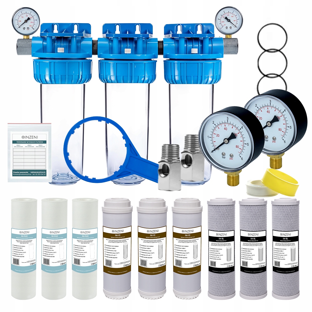 Odželezňovací vodní filtr Inzeni 9 filtrů Manometry 3/4 palce