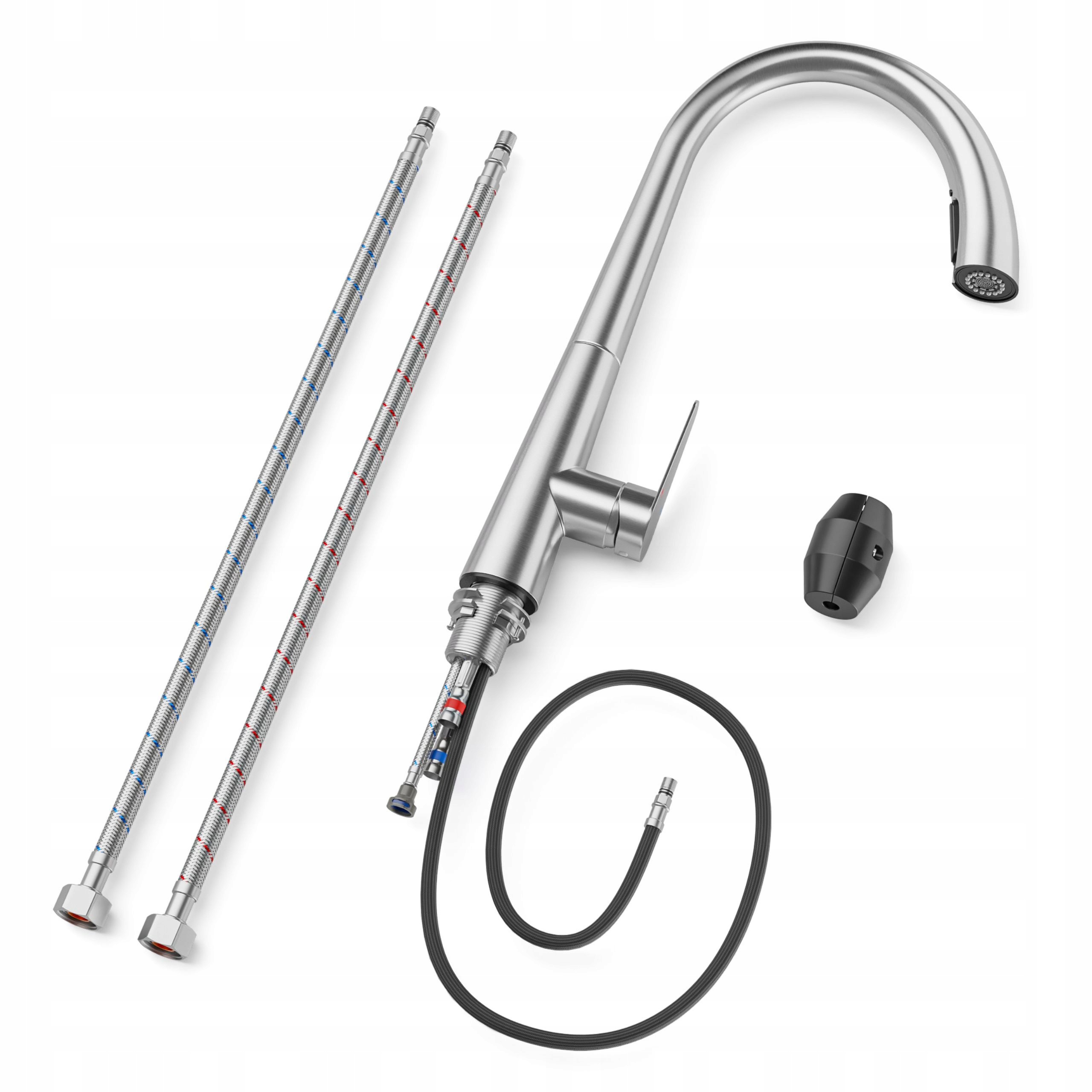 Kuchynský Kohútik Inox Brúsený 430 MM S Výsuvným Výtokom 360°