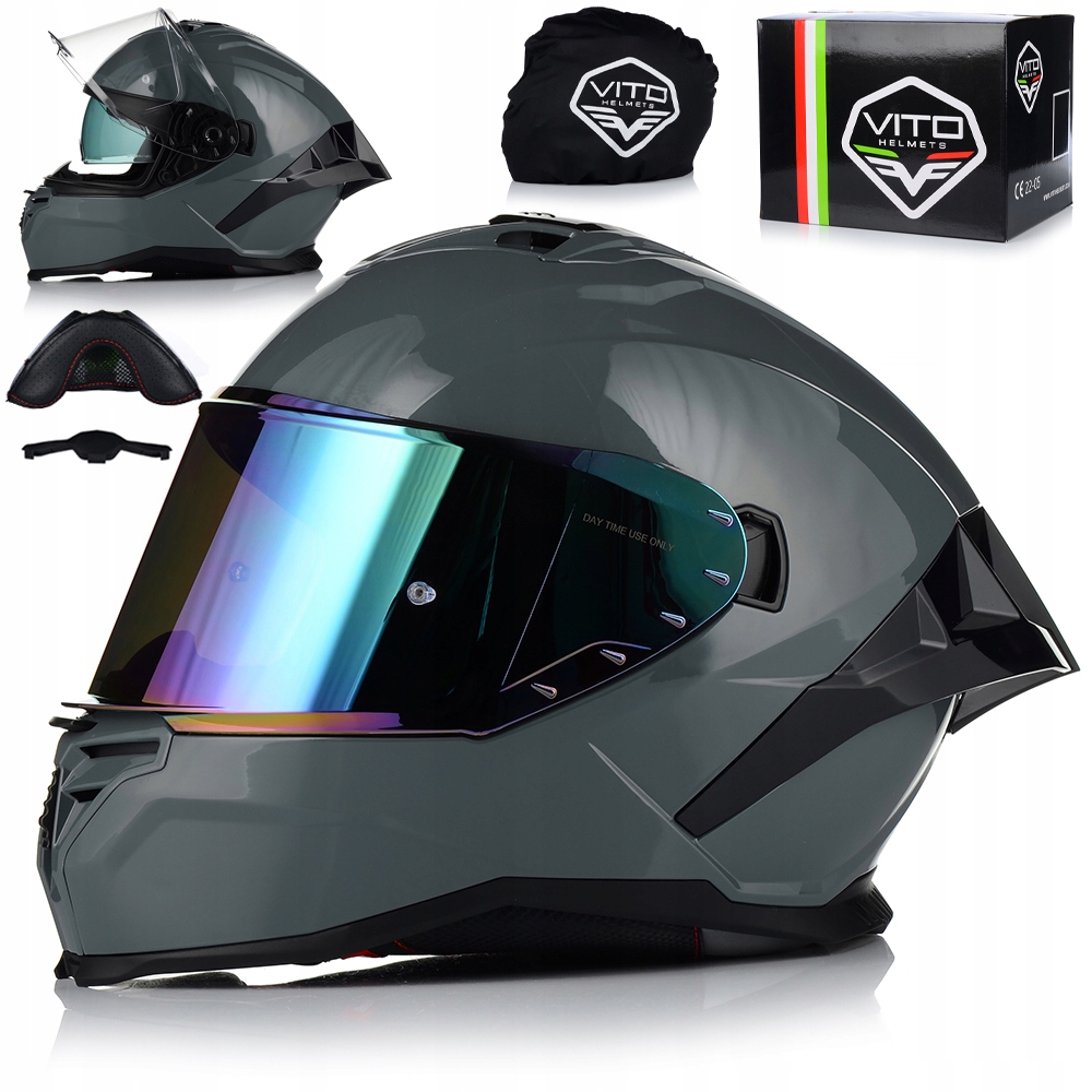 Motocyklová Prilba Vito Presto Aero Nardo Sivý Systém Pinlock Clona