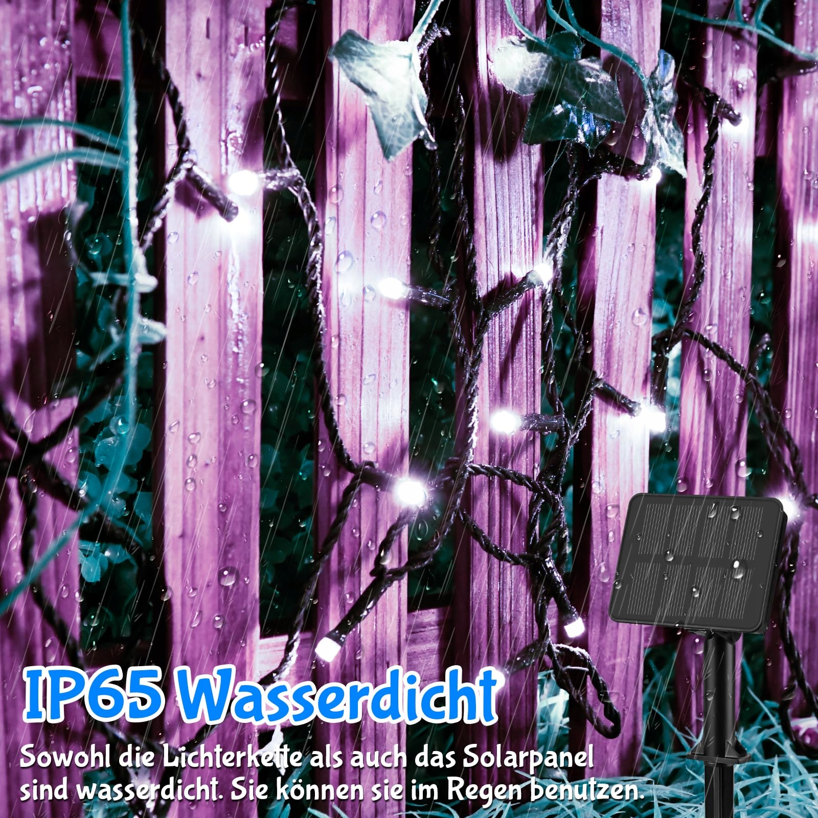 ETOPGO GIRLANDA SOLARNA LAMPKI WODOODPORNE ŁAŃCUCH ŚWIETLNY 12M 120LED — miniatura 4