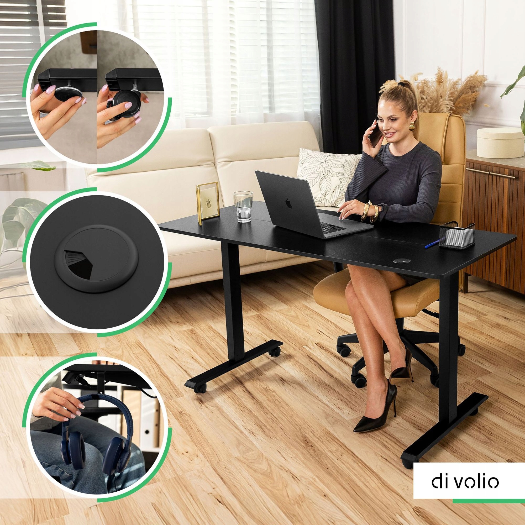 Biurko elektryczne 140x80 z regulacją wysokości i panelem sterowania Głębokość mebla 80 cm