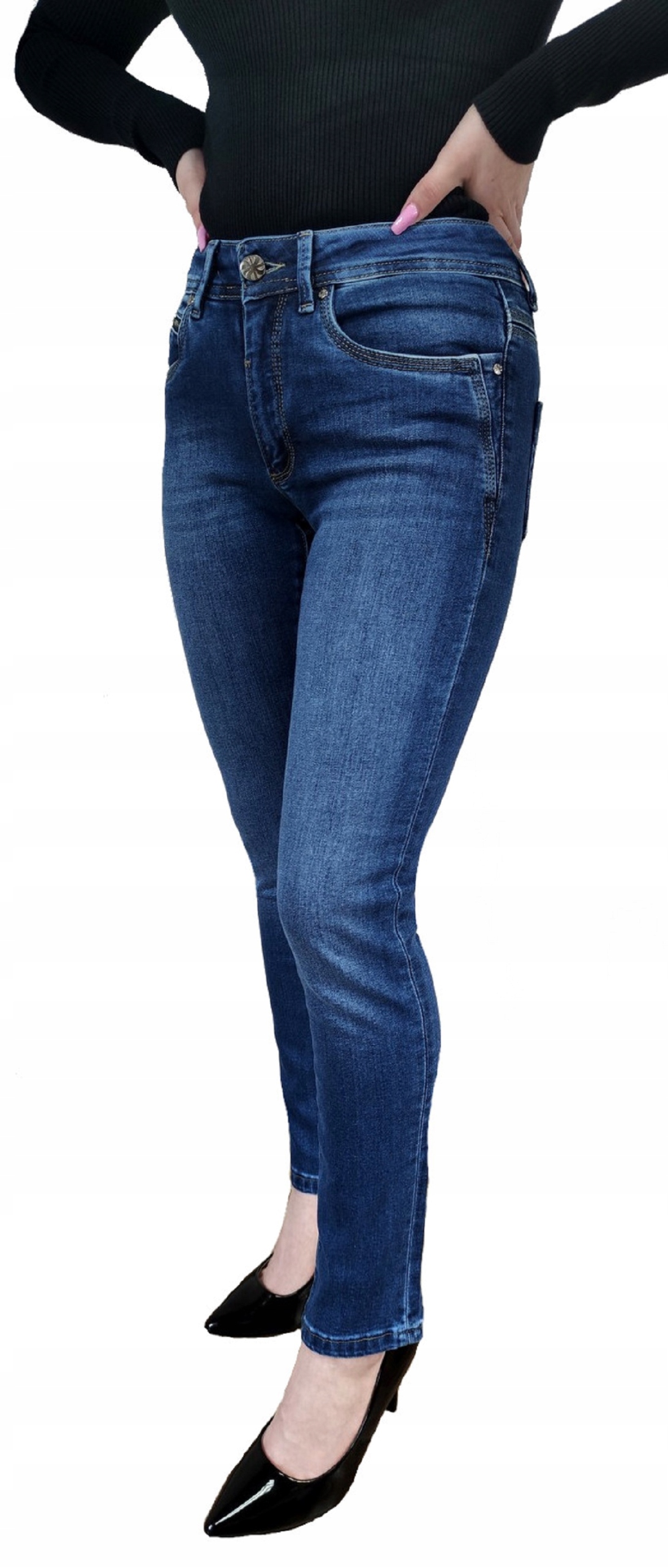 Dámské Džínové Kalhoty Modré Klasické Trubičky, Velikost L