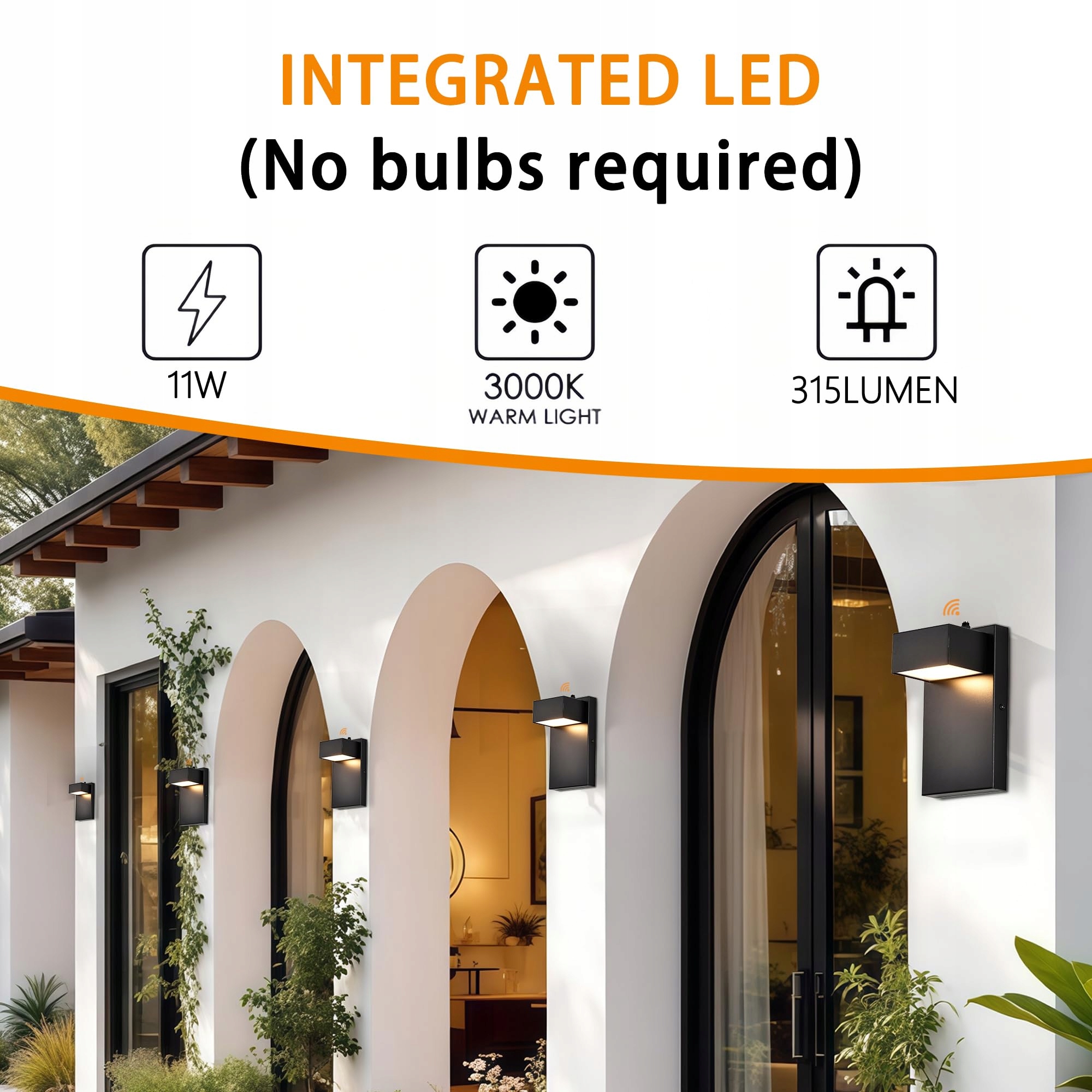Zewnętrzna Lampa LED Z Czujnikiem Zmierzchu Ciepła 12W IP44 ALIGHTING — miniatura 2