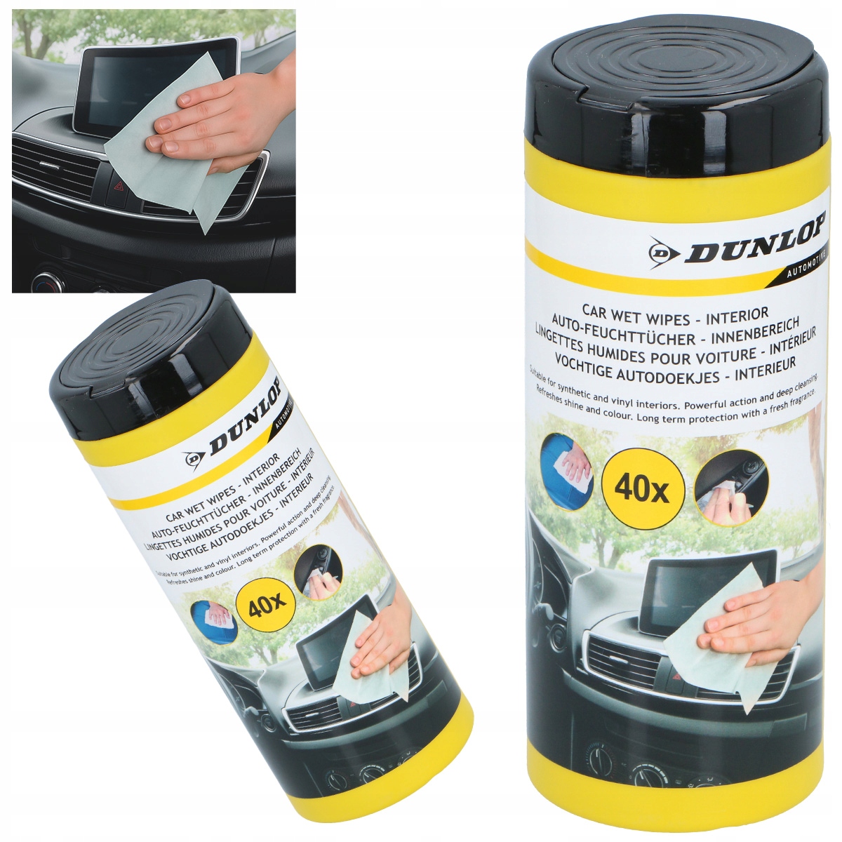 Dunlop Chusteczki do kokpitu 40szt. ściereczki nawilżane do samochodu