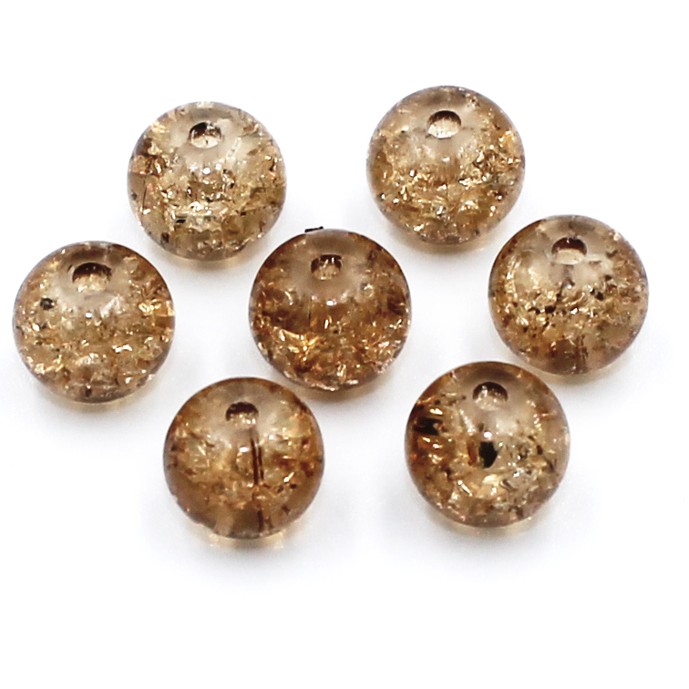 Koraliki Szklane Crackle 8mm brązowe 14 szt.