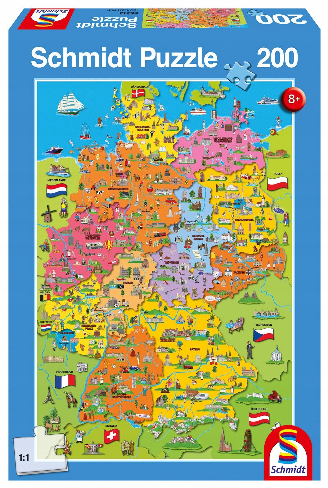 

Schmidt Puzzle 200 el Ilustrowana mapa Niemiec