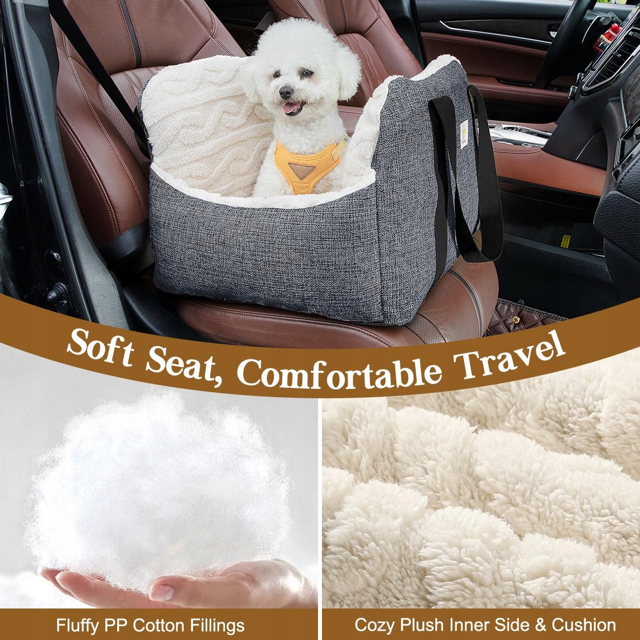 Levně Pawaboo Autosedačka pro malé psy s bezpečnostními pásy šedá