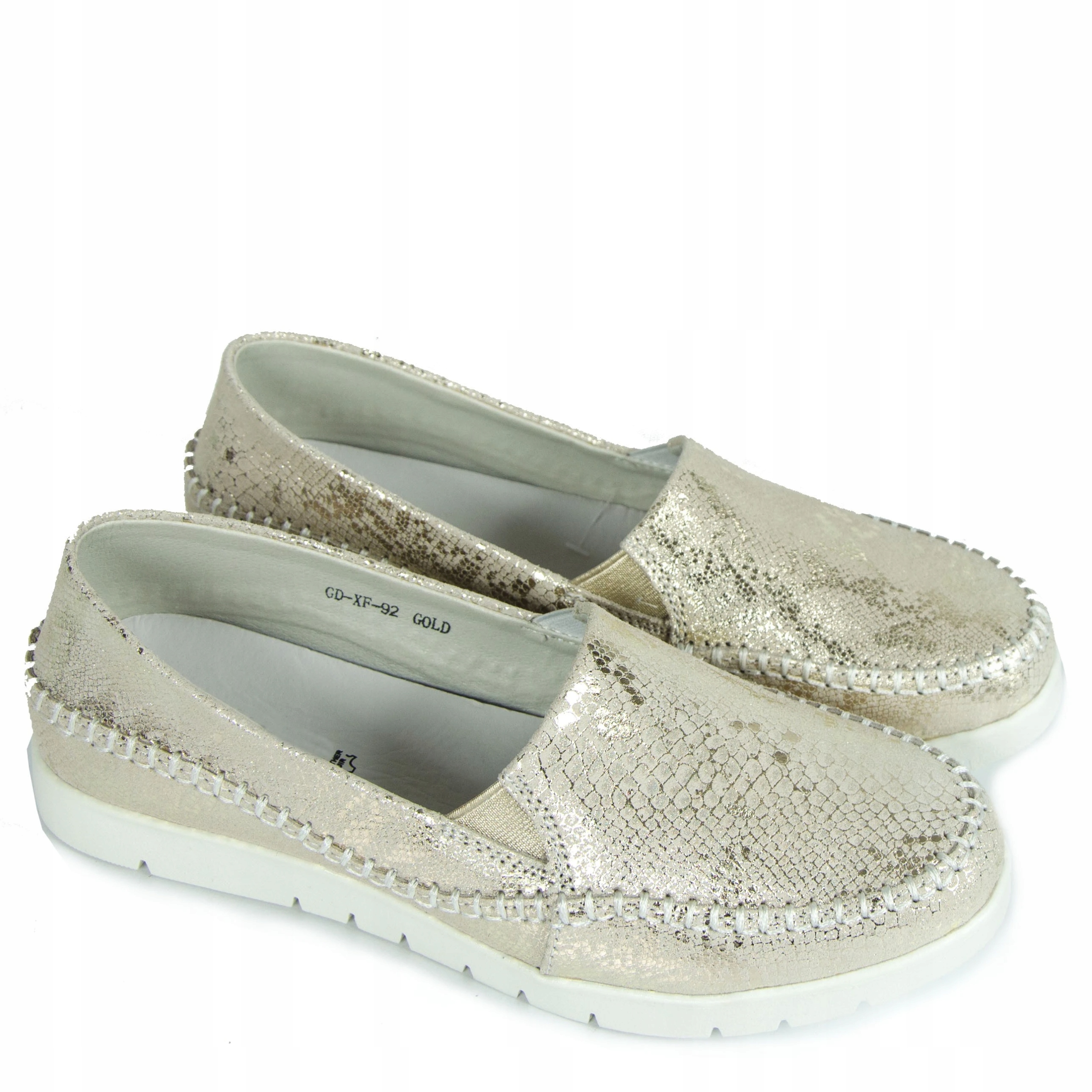 GOODIN GD-XF-92 MOKASYNY SKÓRA WĄŻ ZŁOTE 36 Płeć kobieta