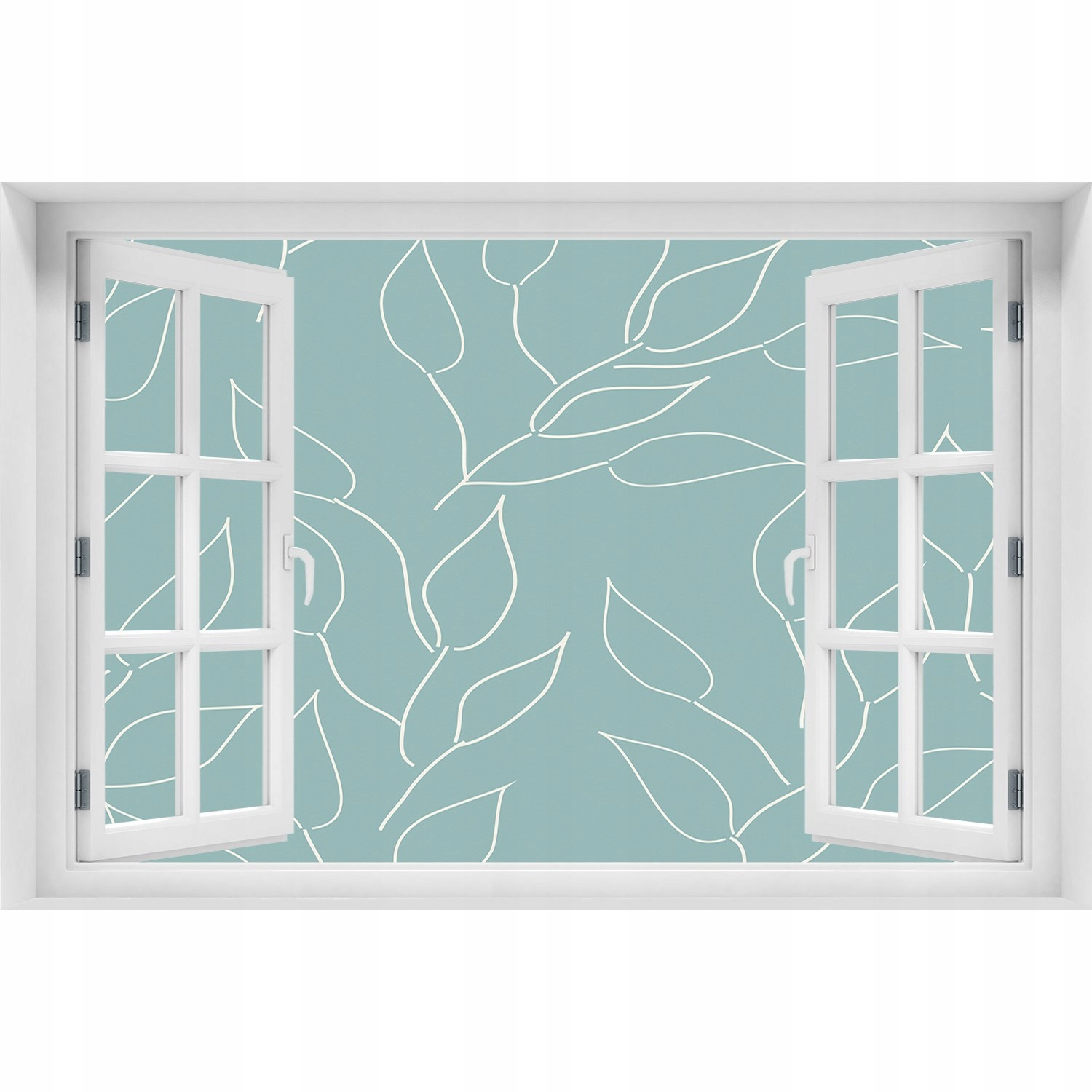 

3D Okno Naklejka na ścianę Liście wzór 90x60