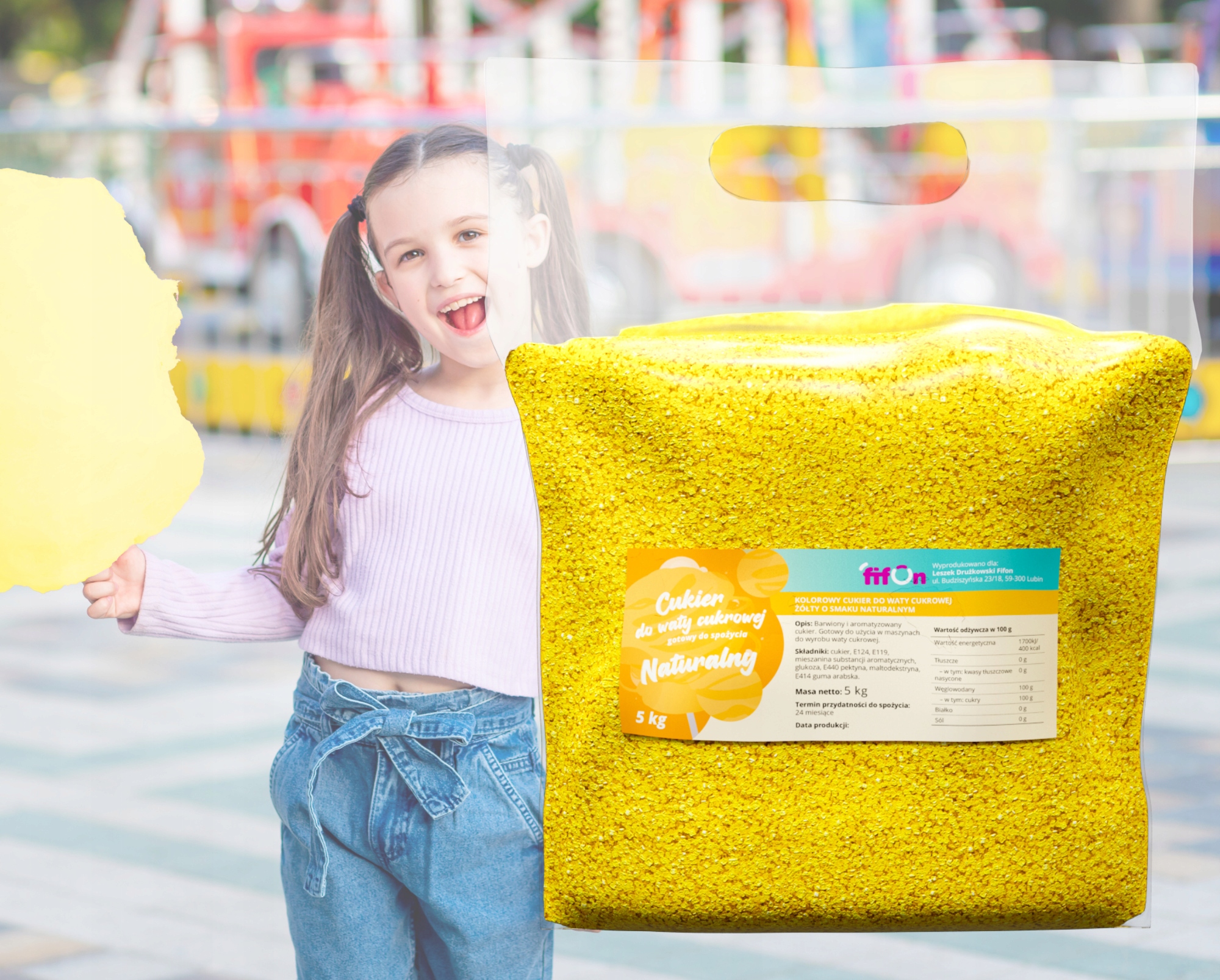 Kolorowy CUKIER DO WATY CUKROWEJ 5kg ŻÓŁTY Kod producenta KOLOROWY CUKIER DO WATY 5kg ŻÓŁTY NATURALNY