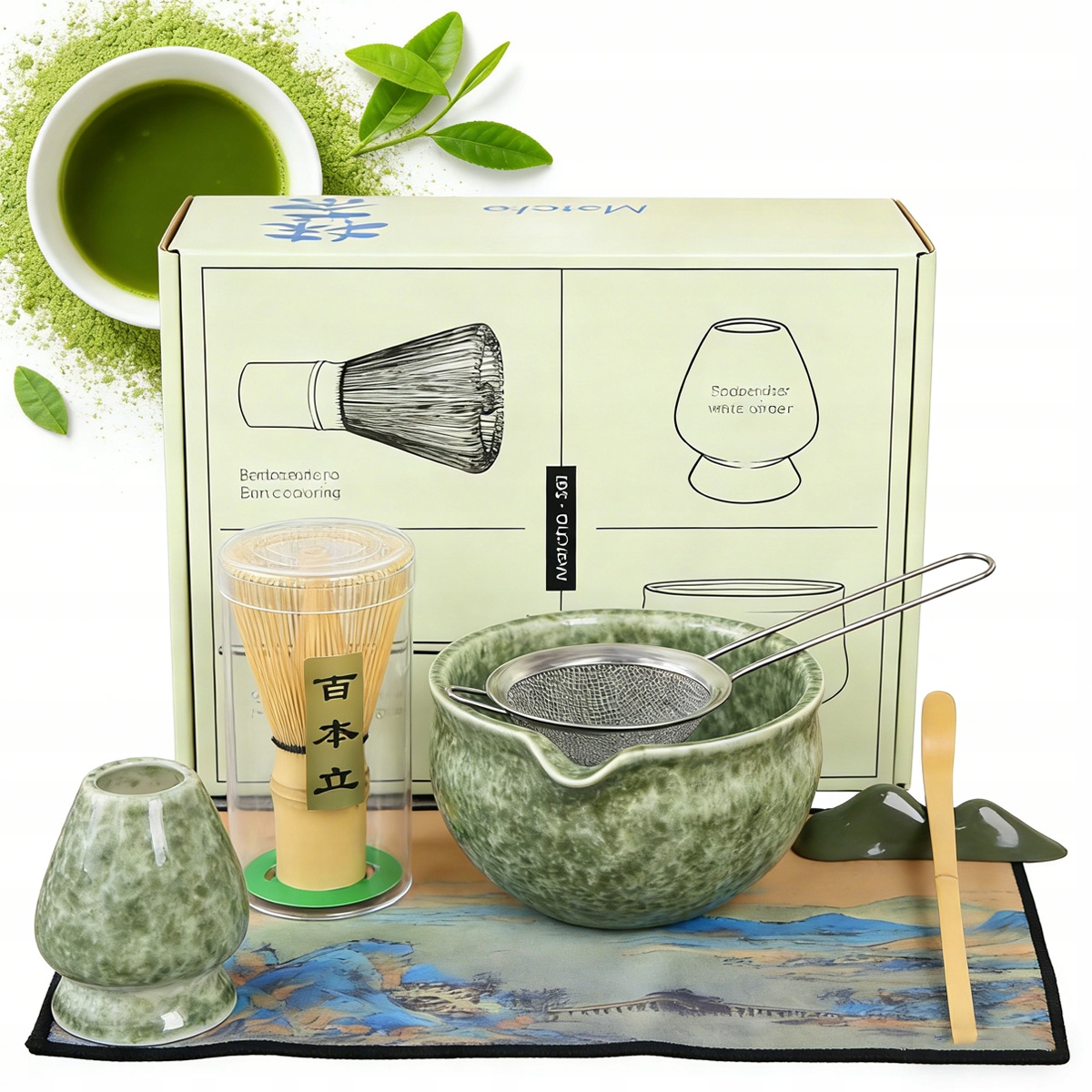 7KS Ruční Čajová Sada Matcha Startovací Sada Pro Mletou Matchu