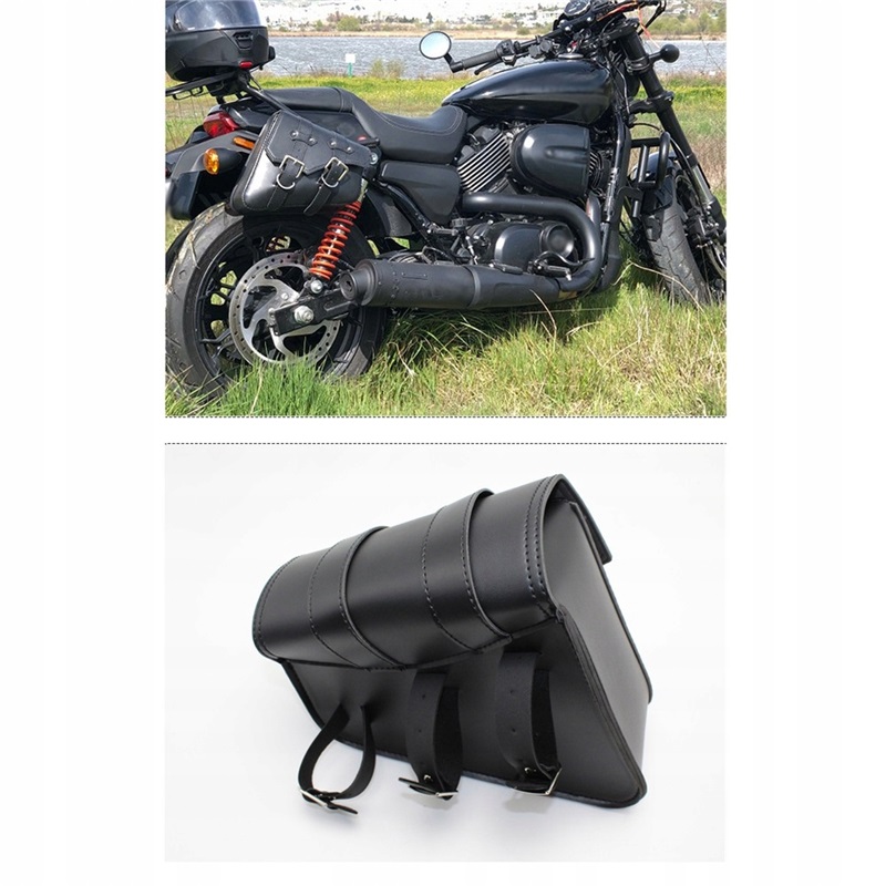 Motocyklové trojúhelníkové sedlové brašny z Pu kůže, voděodolné, černé (pár)