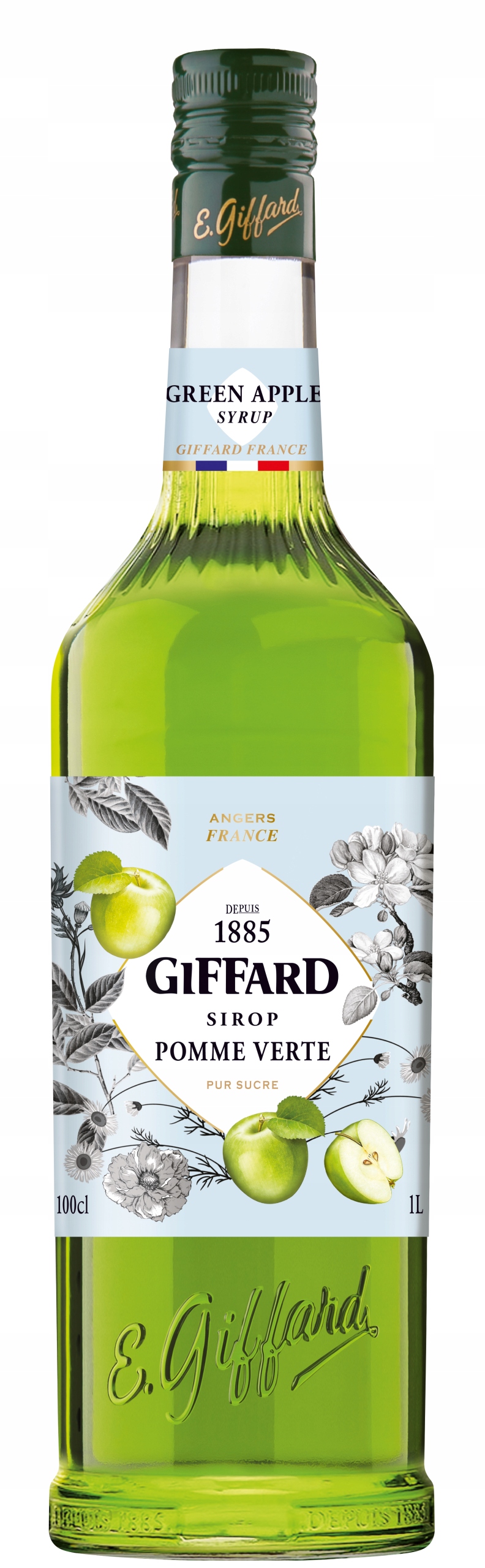 3xSyrop green apple Giffard 1000 ml zielone jabłko+GRATIS