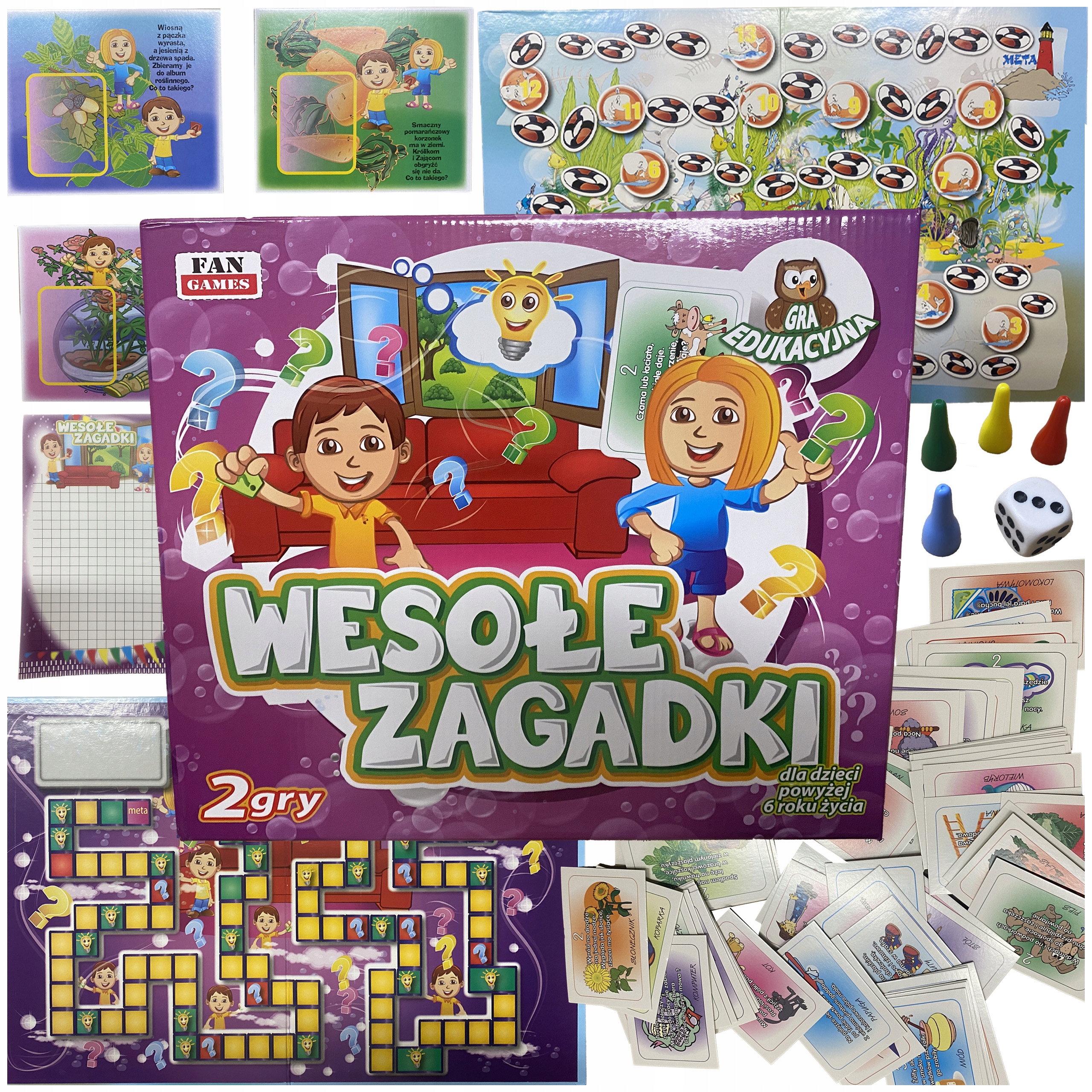 Wesołe Zagadki Fan Edukacyjna Planszówka Dla Dziecka Gra Planszowa Logiczna