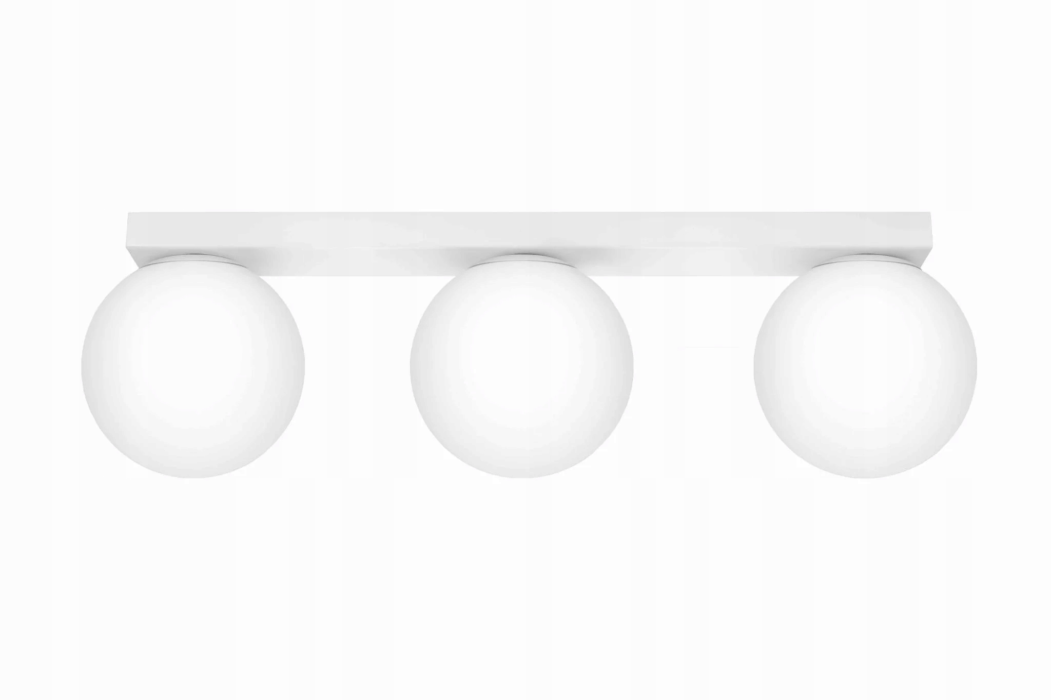 Stropná lampa biela, sklenené biele gule, lišta 50 cm, 3 body Sollux