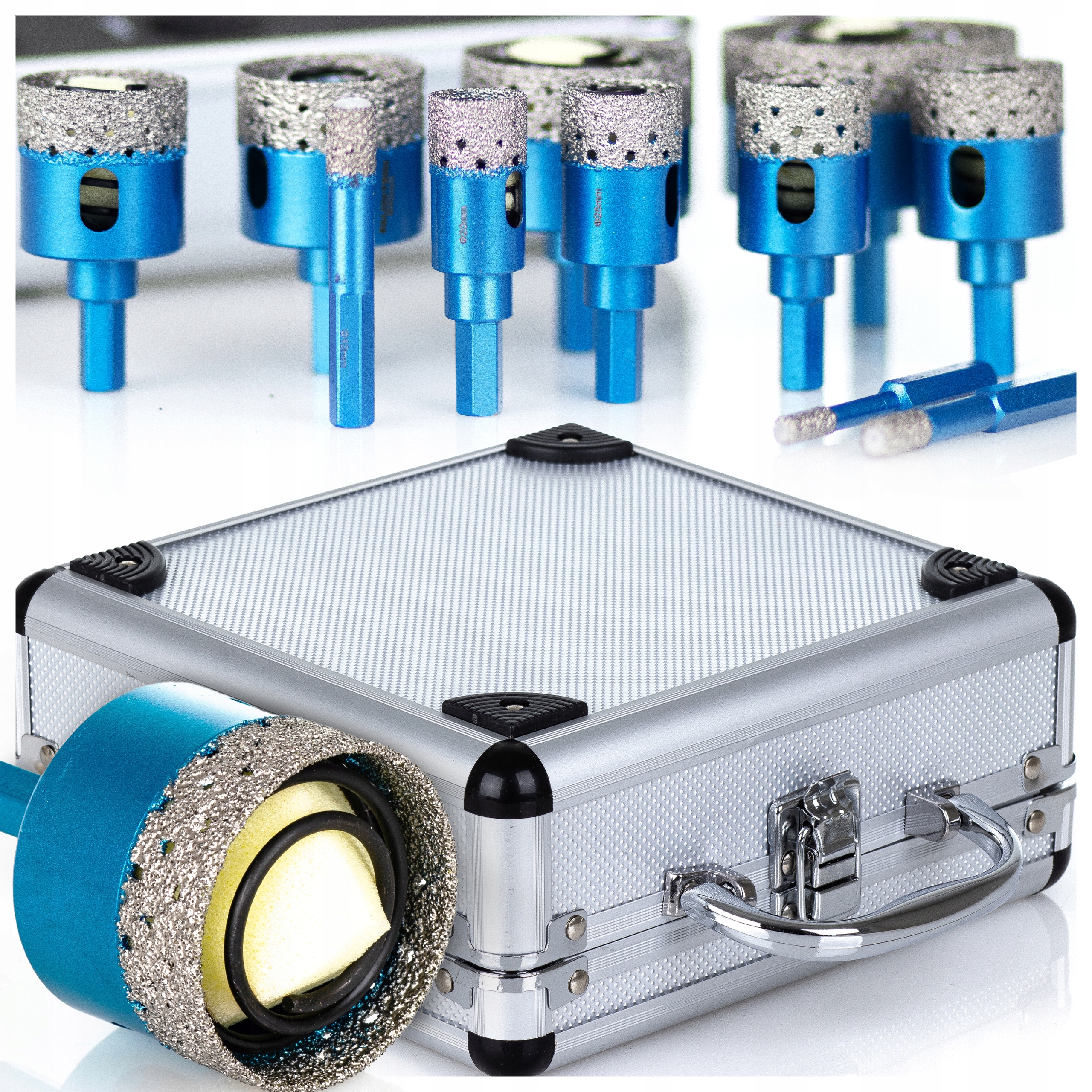 Otwornica do Gresu 6-65mm Diamentowe Hex Komplet Wiertła do Płytek Sprężyna