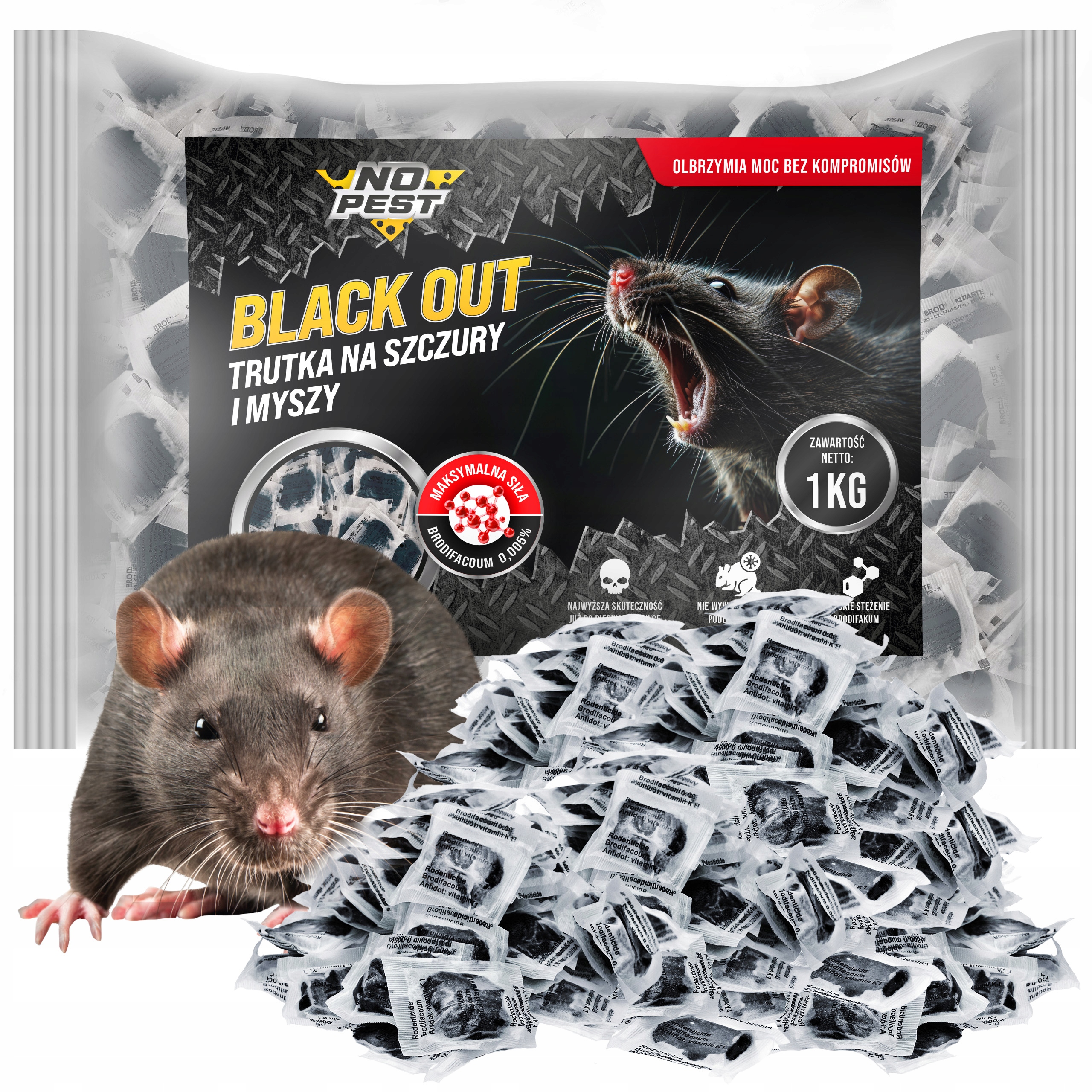 NAJSILNIEJSZA TRUTKA NA SZCZURY MYSZY GRYZONIE CZARNA PASTA NO PEST 1KG