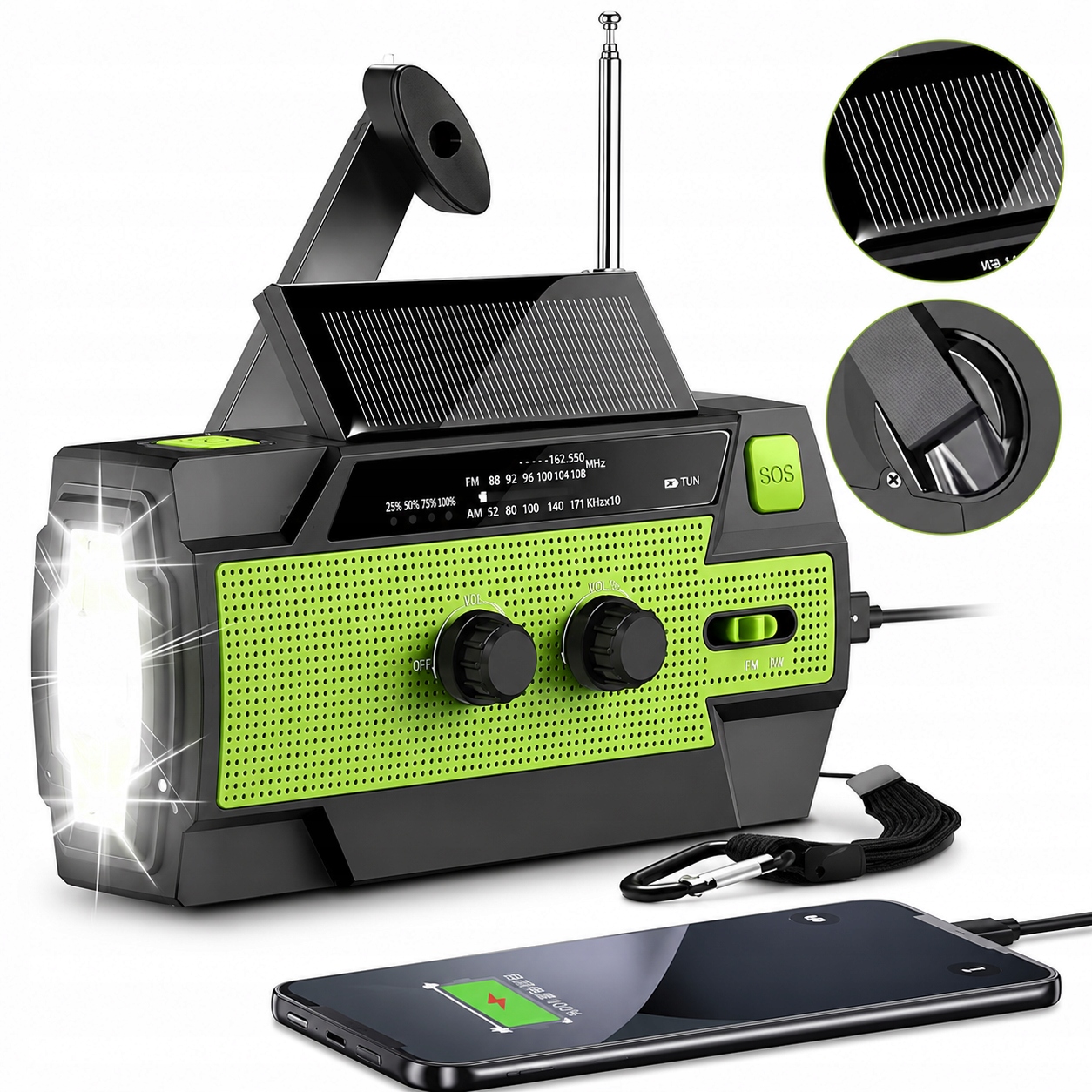 Radio Na Kliku přenosné solární nouzové dynamo Svítilna Powerbank 4000 mAh