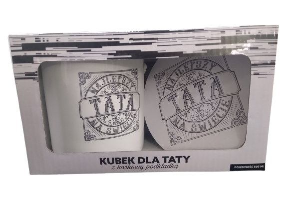 

Kubek dla Taty z korkową podkładką na Dzień Taty